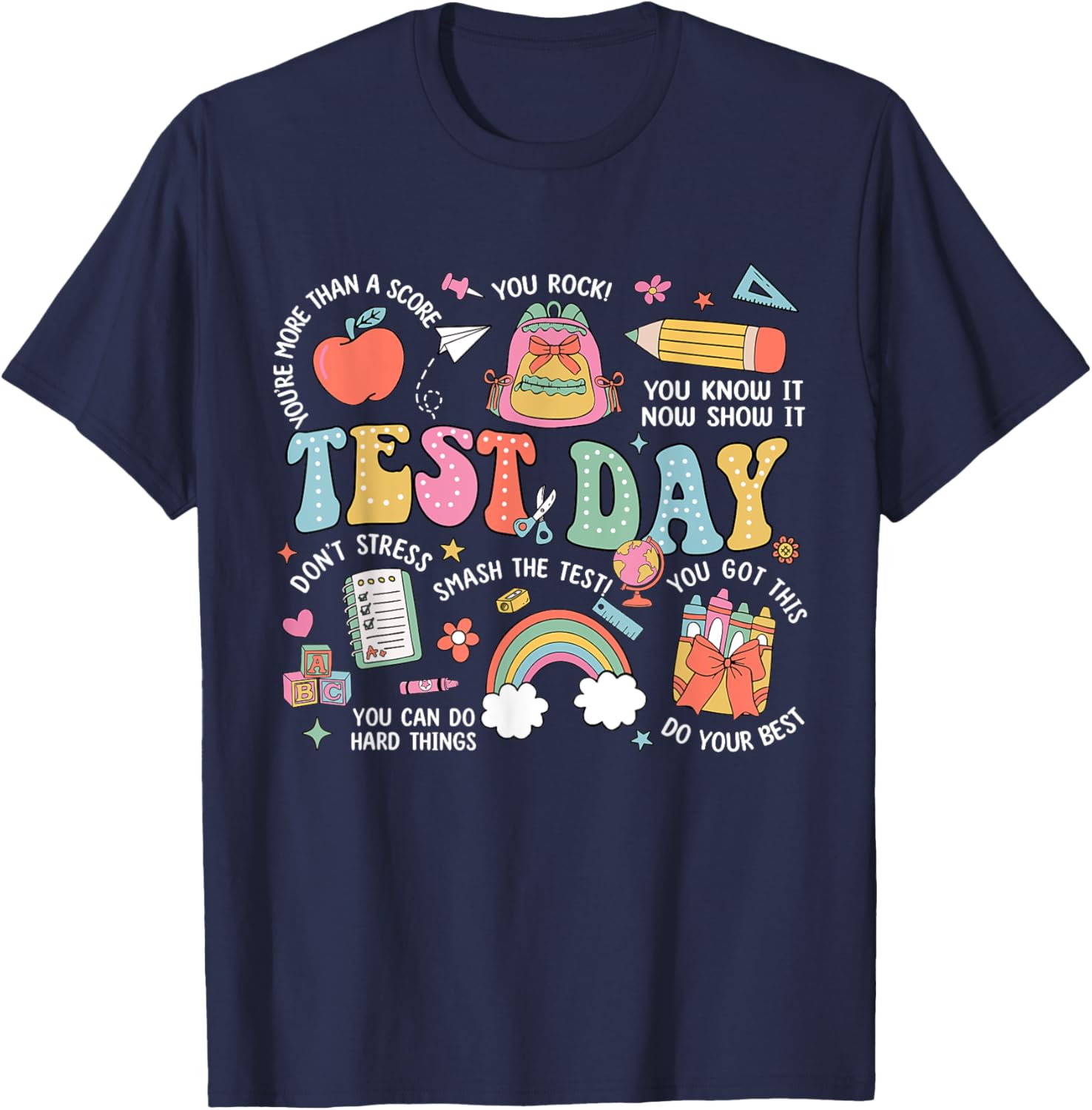 Rock The Test Testing Day Retro Motivational Teacher Student T-Shirt