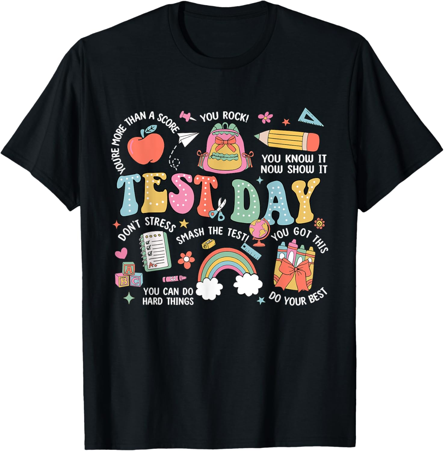 Rock The Test Testing Day Retro Motivational Teacher Student T-Shirt