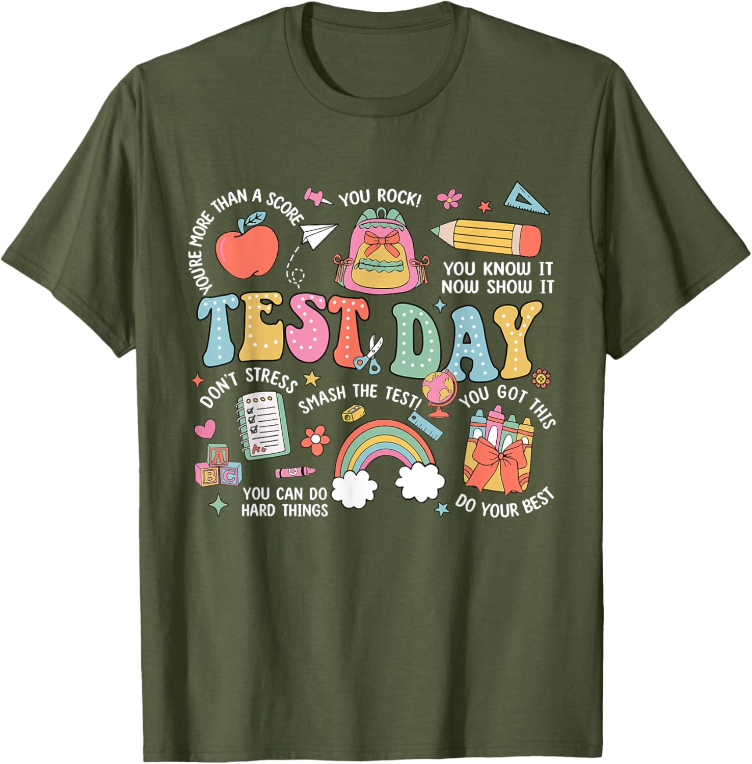 Rock The Test Testing Day Retro Motivational Teacher Student T-Shirt