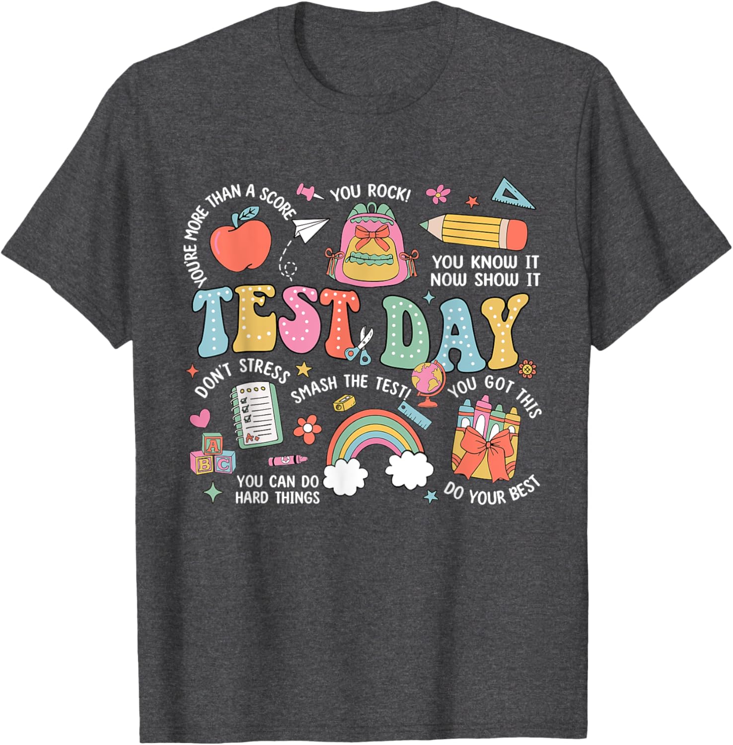 Rock The Test Testing Day Retro Motivational Teacher Student T-Shirt