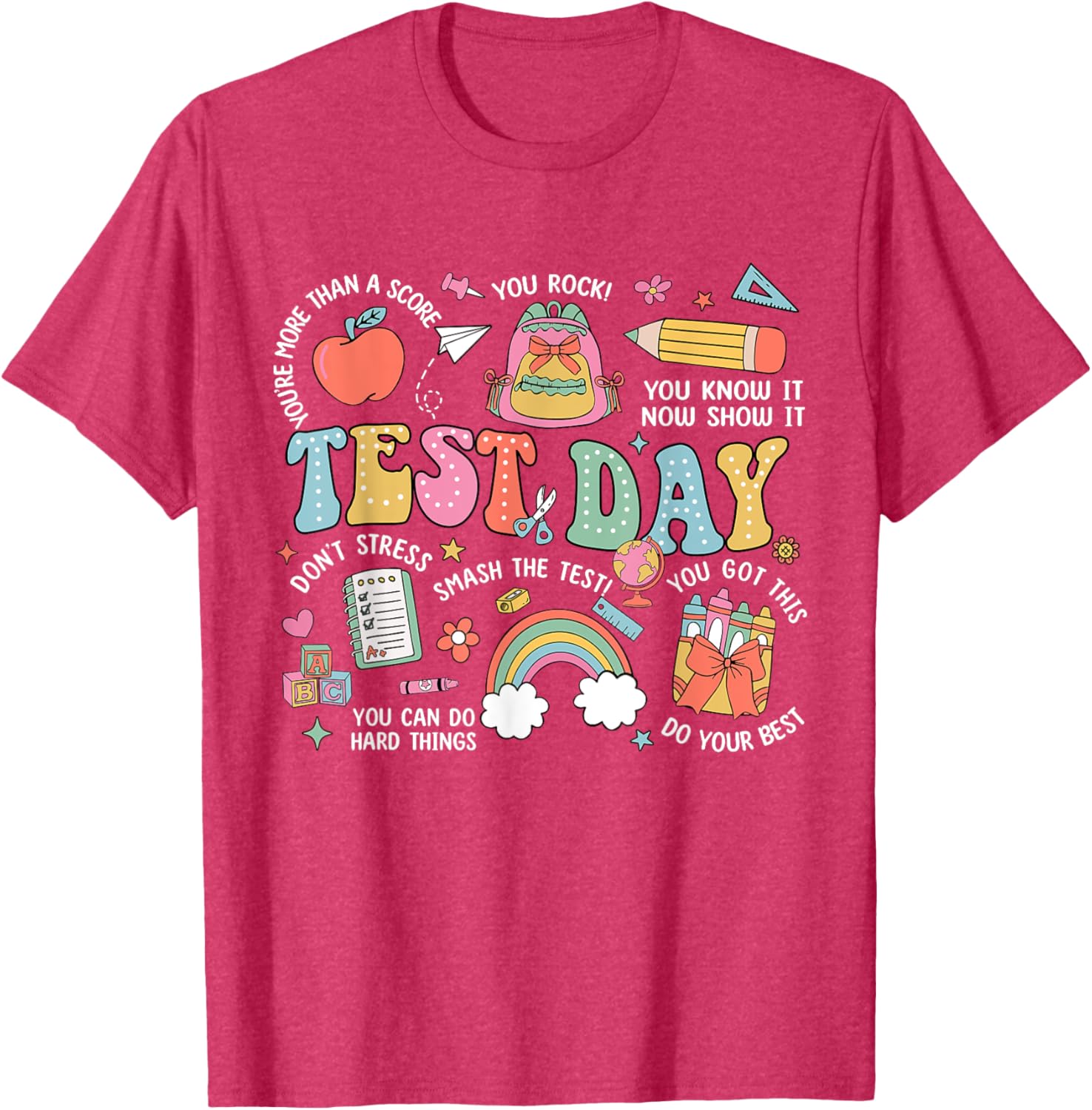 Rock The Test Testing Day Retro Motivational Teacher Student T-Shirt