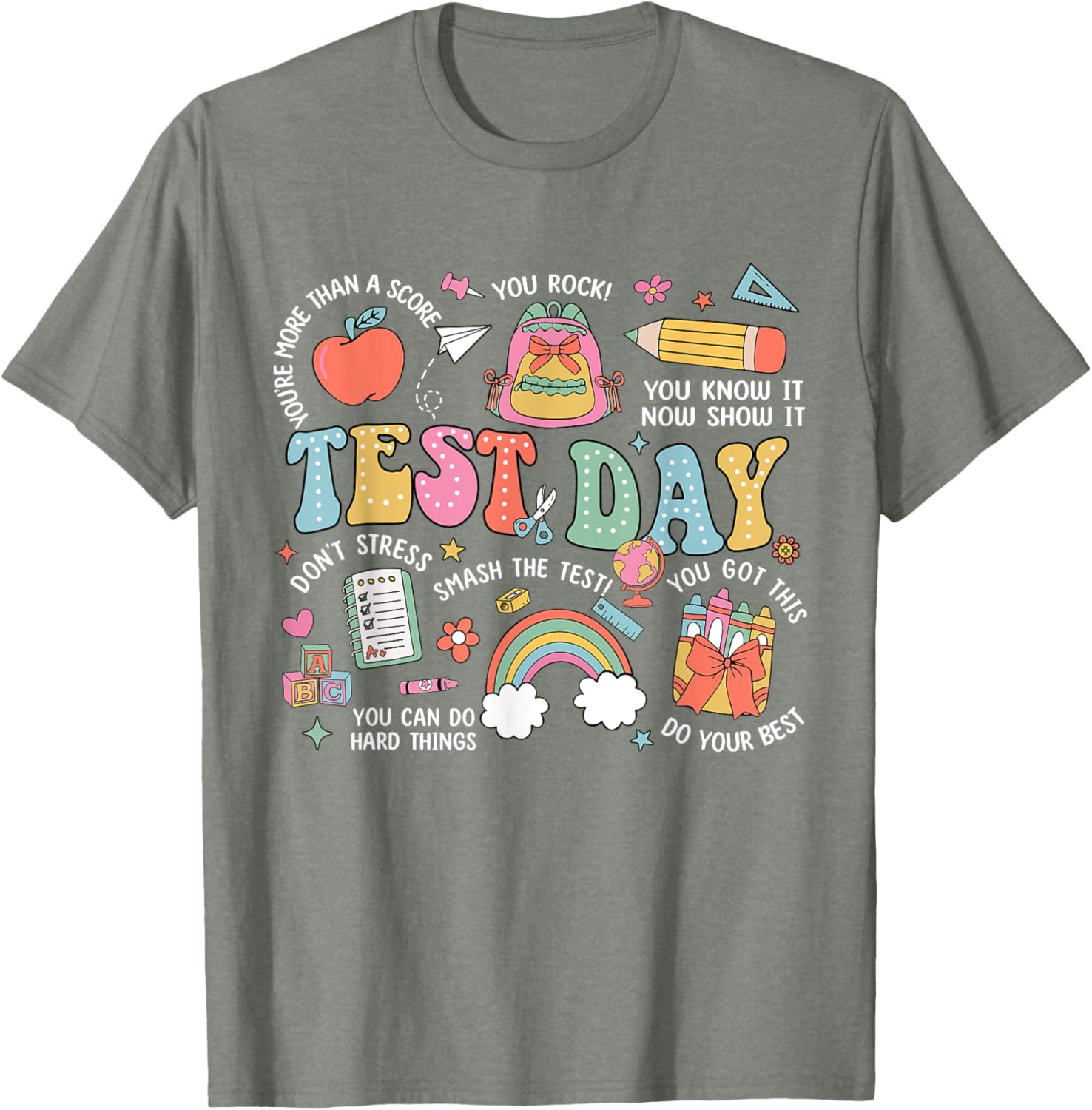 Rock The Test Testing Day Retro Motivational Teacher Student T-Shirt