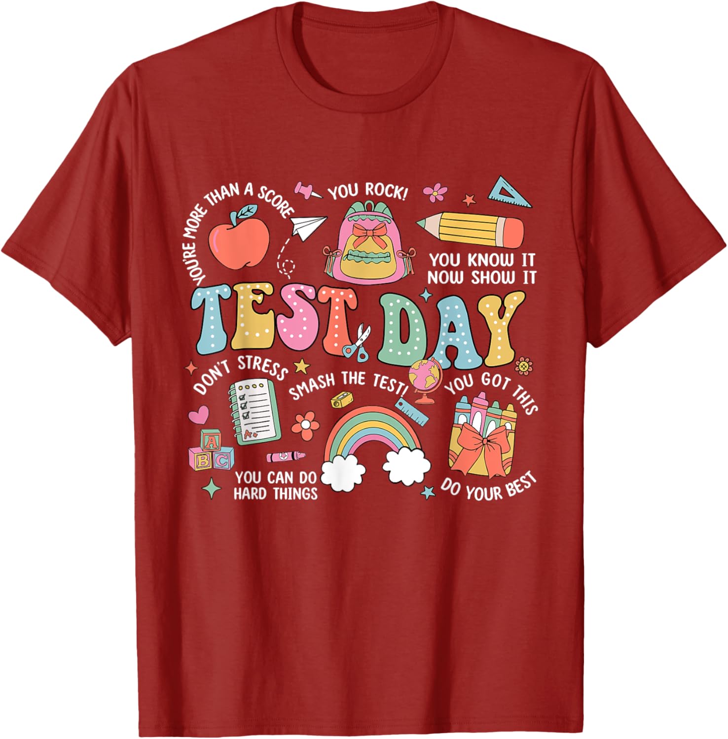 Rock The Test Testing Day Retro Motivational Teacher Student T-Shirt