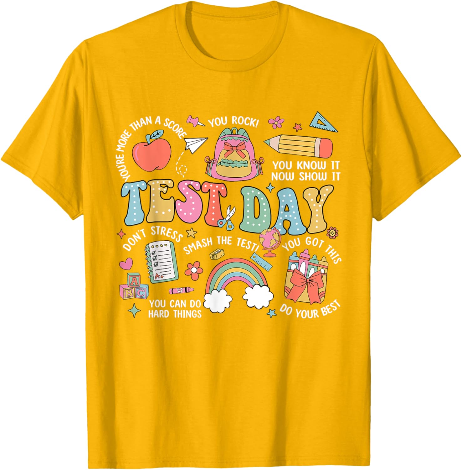 Rock The Test Testing Day Retro Motivational Teacher Student T-Shirt