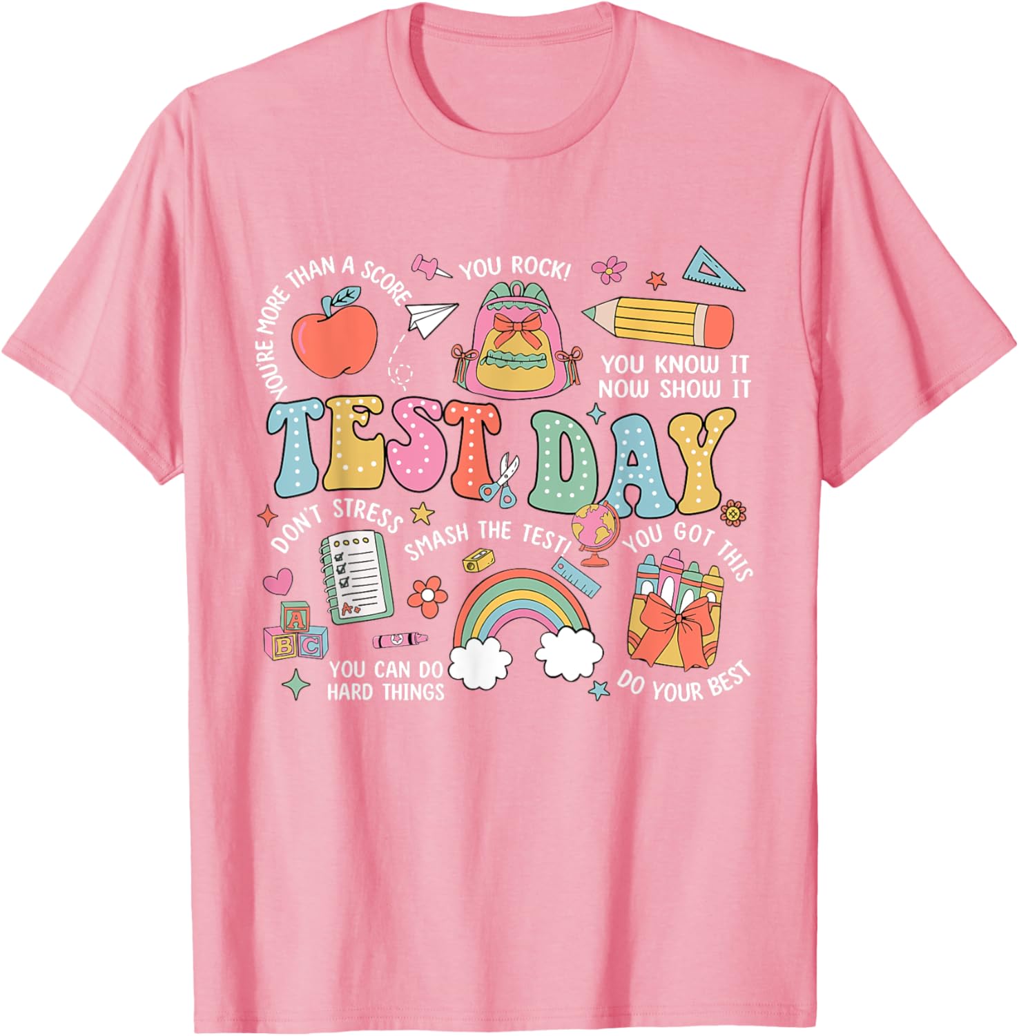 Rock The Test Testing Day Retro Motivational Teacher Student T-Shirt