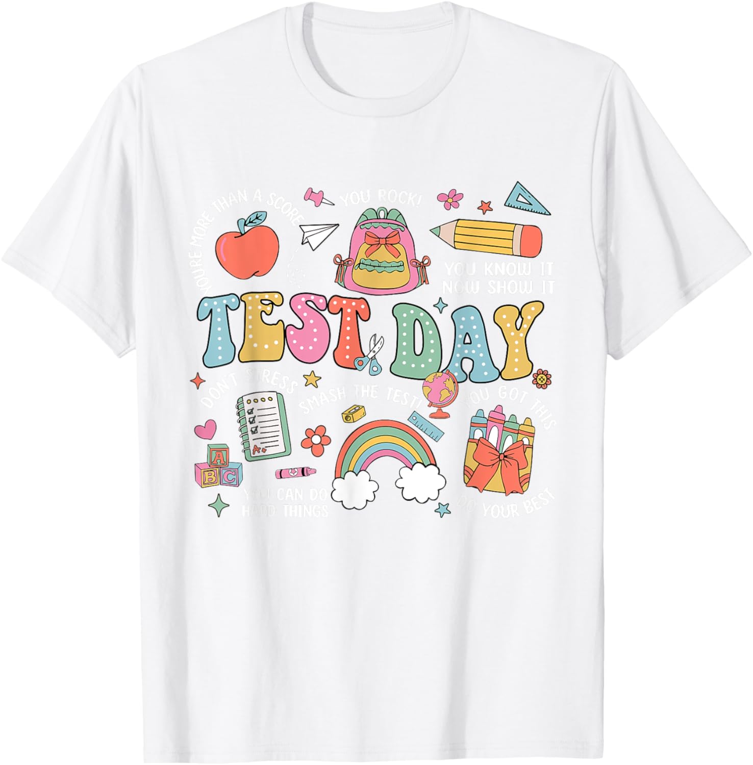 Rock The Test Testing Day Retro Motivational Teacher Student T-Shirt