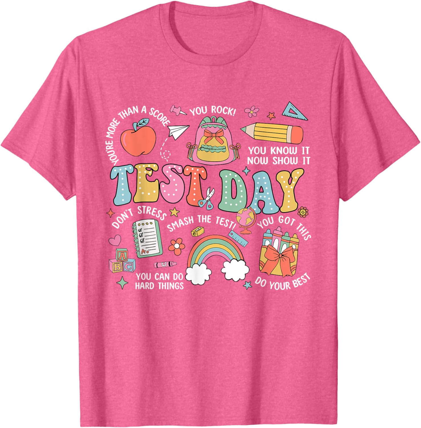 Rock The Test Testing Day Retro Motivational Teacher Student T-Shirt