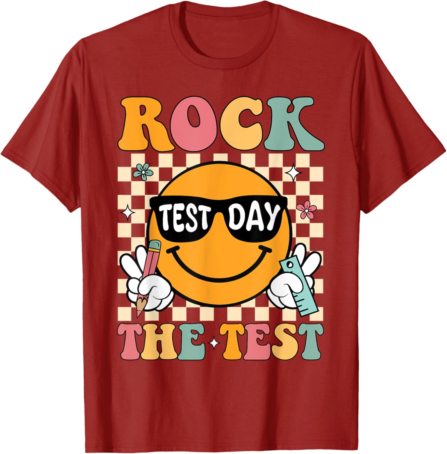 Rock The Test Testing Day Retro Motivational Teacher Student T-Shirt