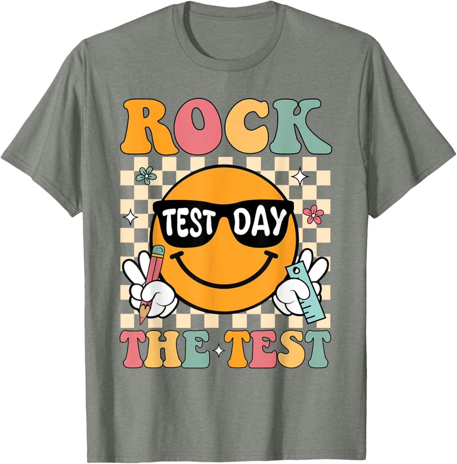 Rock The Test Testing Day Retro Motivational Teacher Student T-Shirt