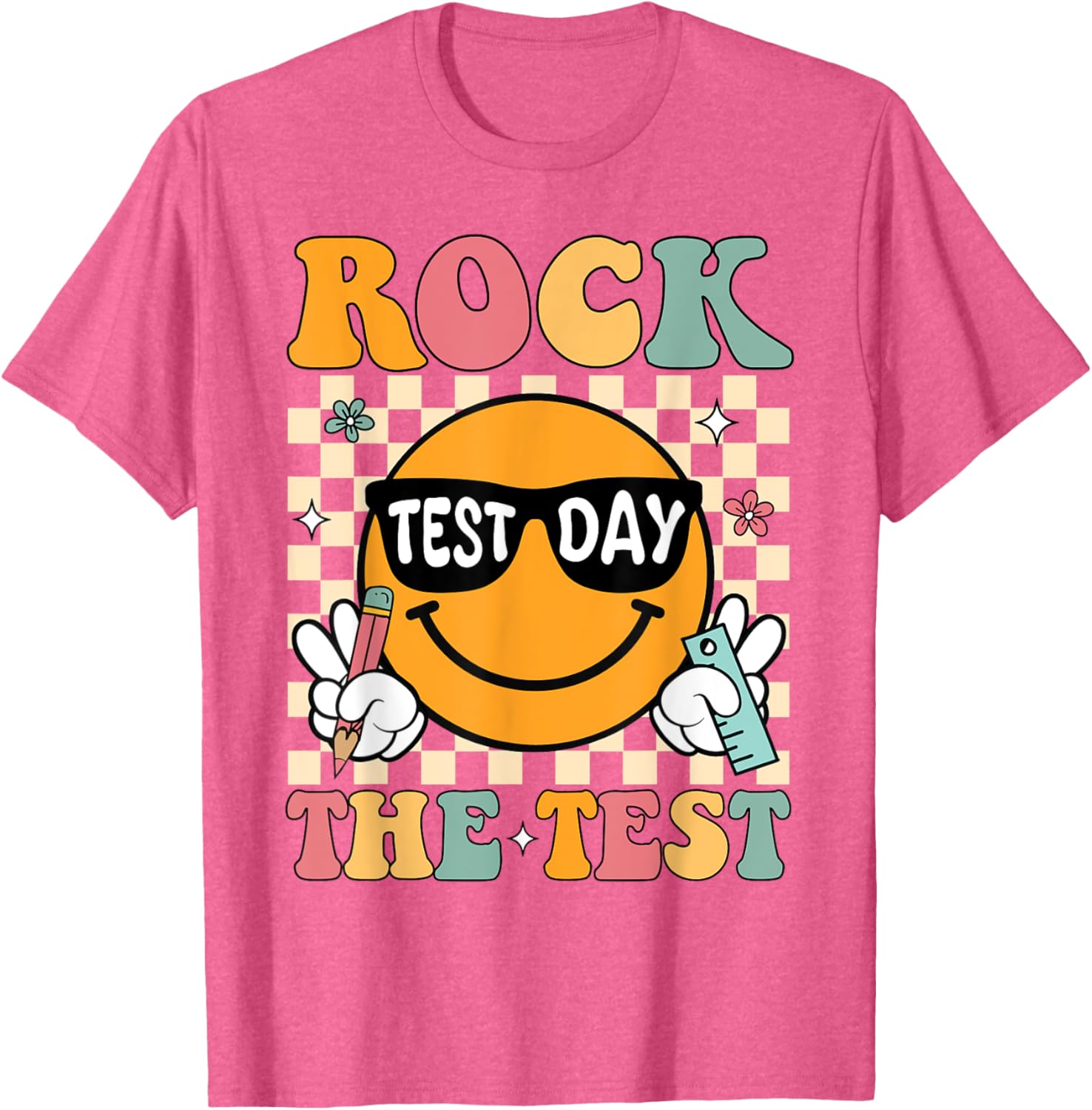Rock The Test Testing Day Retro Motivational Teacher Student T-Shirt