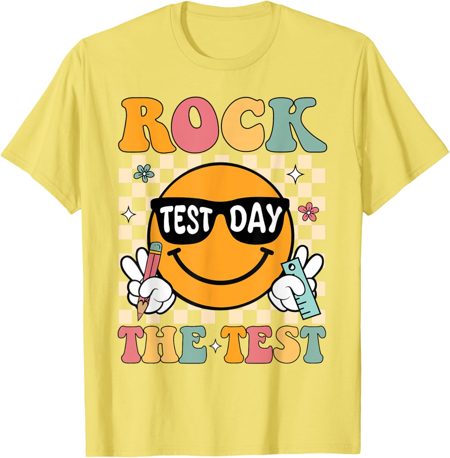 Rock The Test Testing Day Retro Motivational Teacher Student T-Shirt