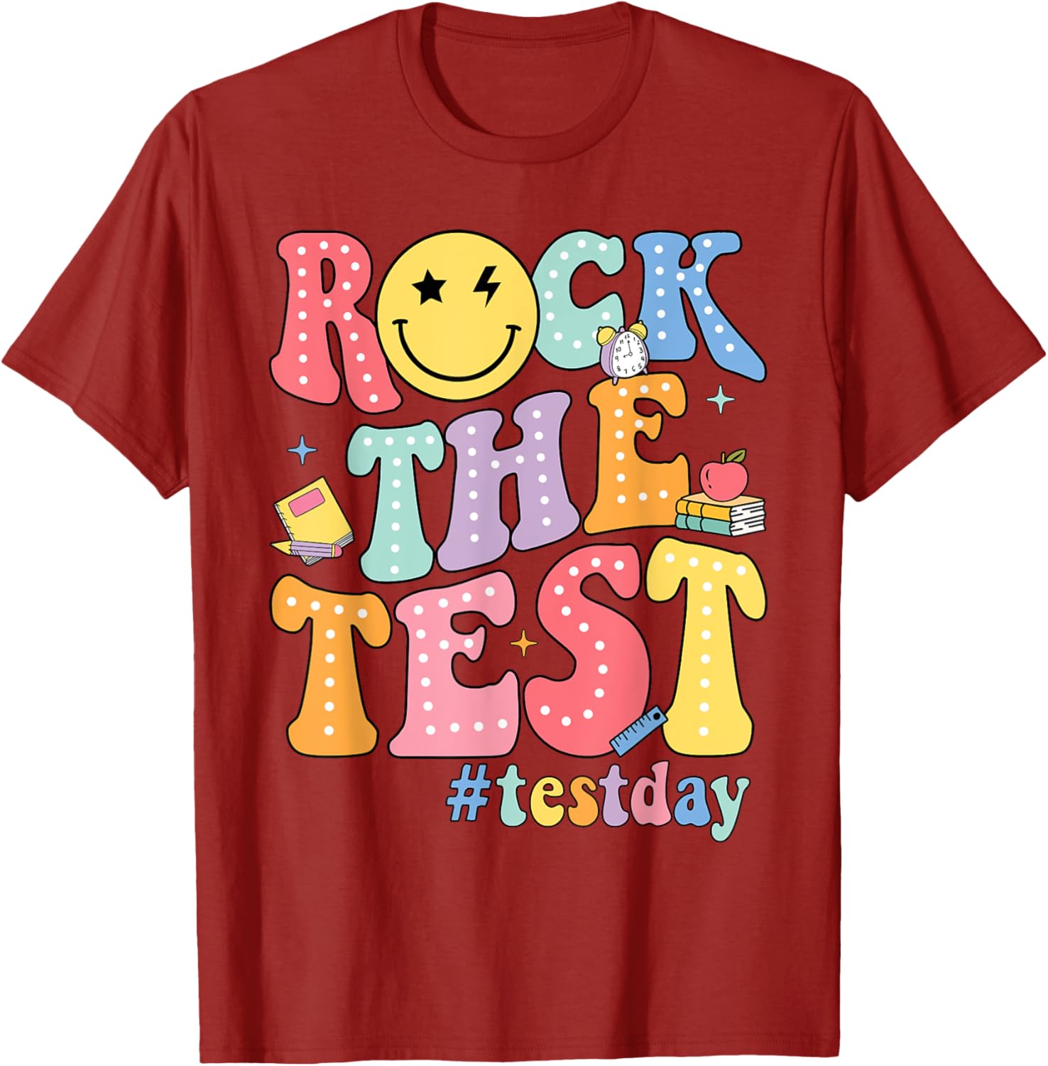 Rock The Test Testing Day Retro Motivational Teacher Student T-Shirt