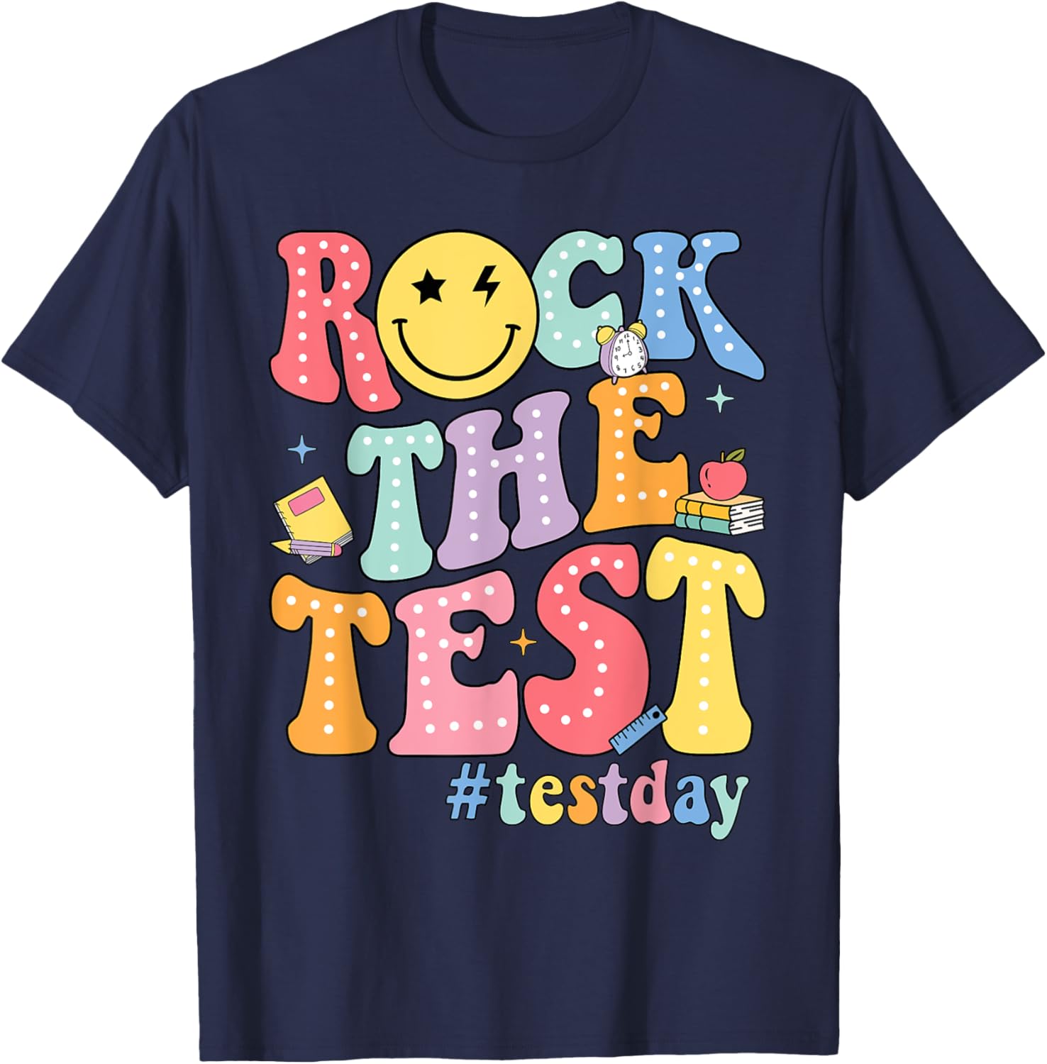 Rock The Test Testing Day Retro Motivational Teacher Student T-Shirt