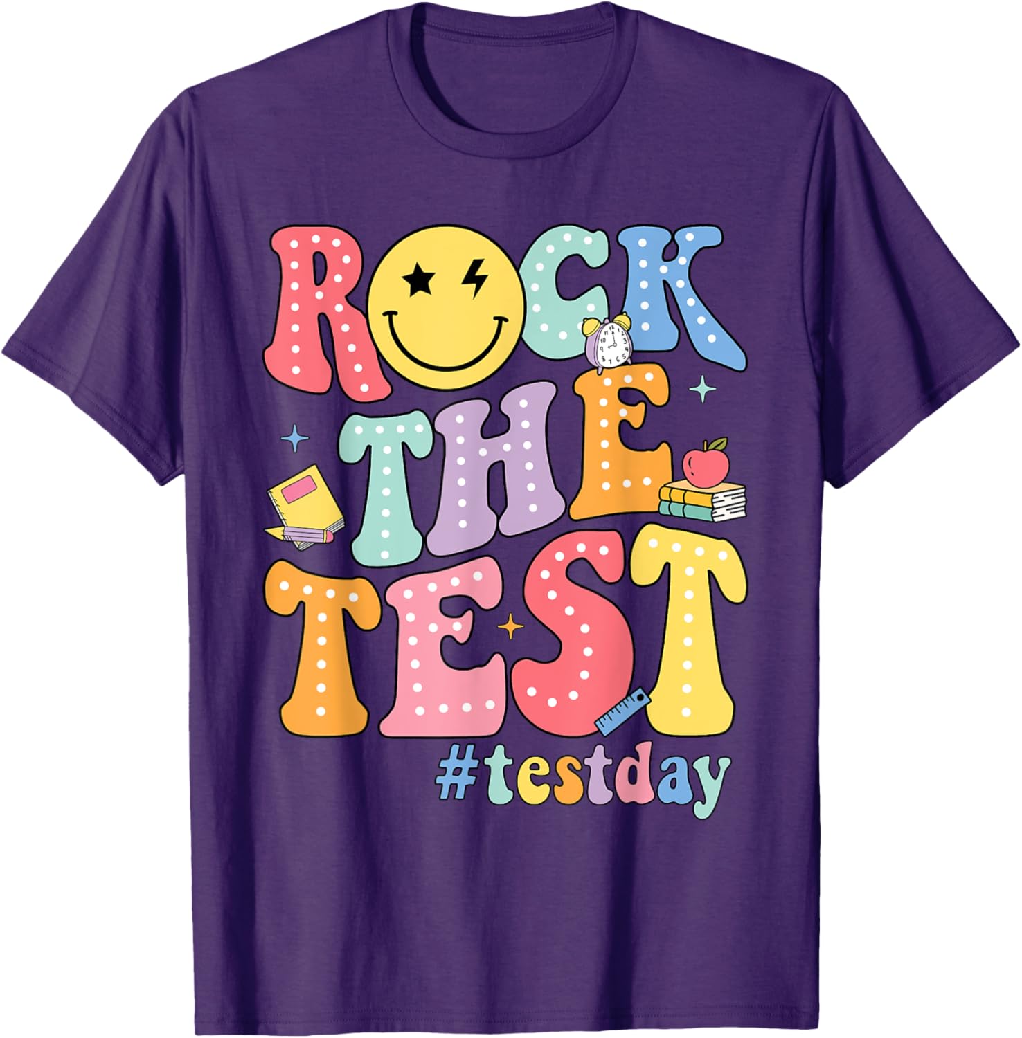 Rock The Test Testing Day Retro Motivational Teacher Student T-Shirt