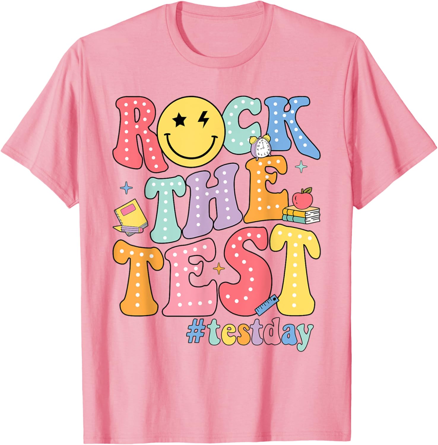 Rock The Test Testing Day Retro Motivational Teacher Student T-Shirt