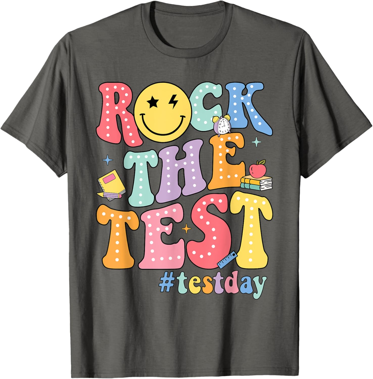 Rock The Test Testing Day Retro Motivational Teacher Student T-Shirt