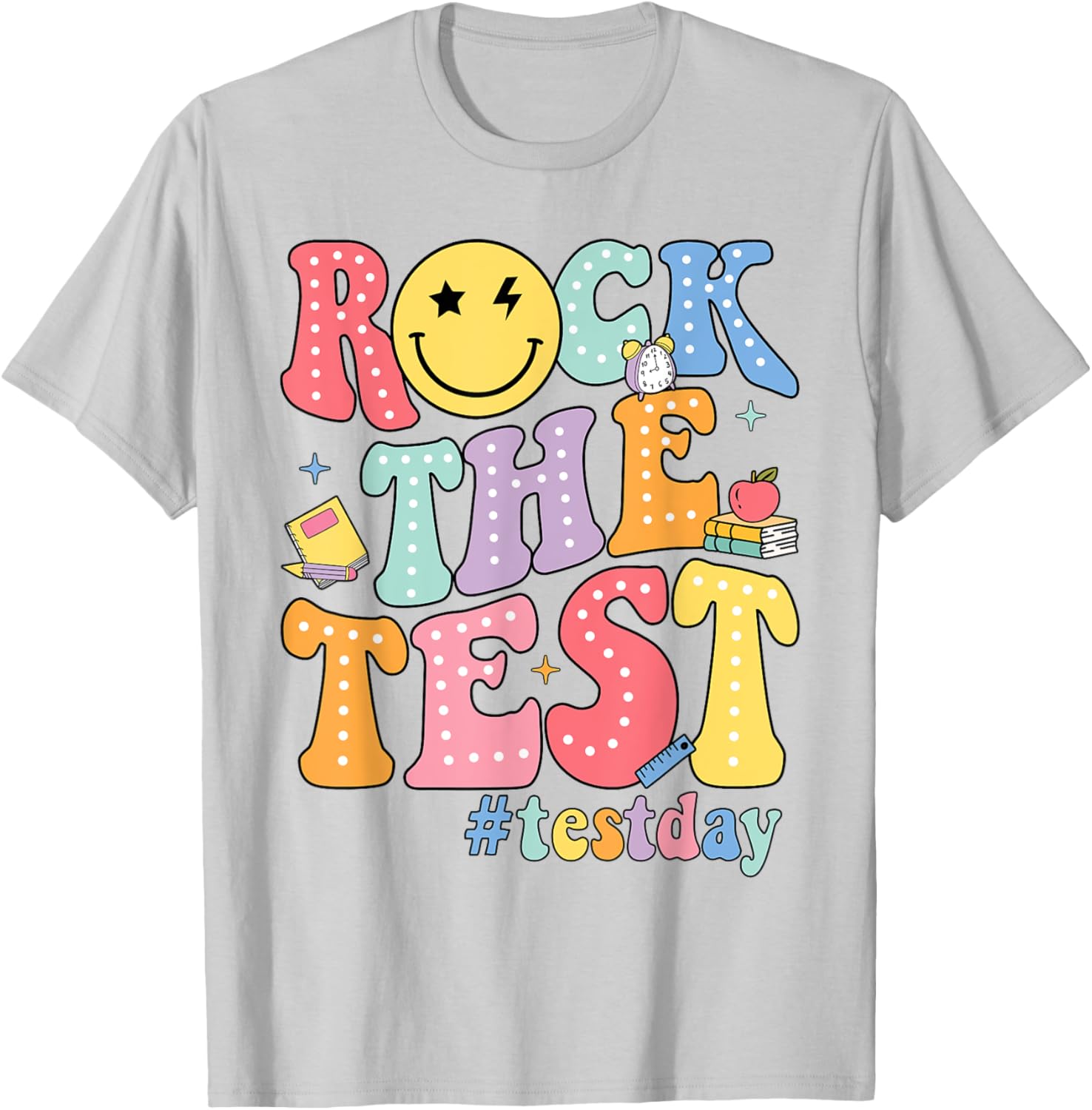 Rock The Test Testing Day Retro Motivational Teacher Student T-Shirt