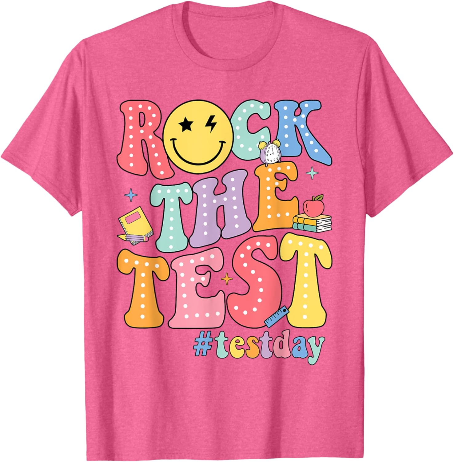 Rock The Test Testing Day Retro Motivational Teacher Student T-Shirt