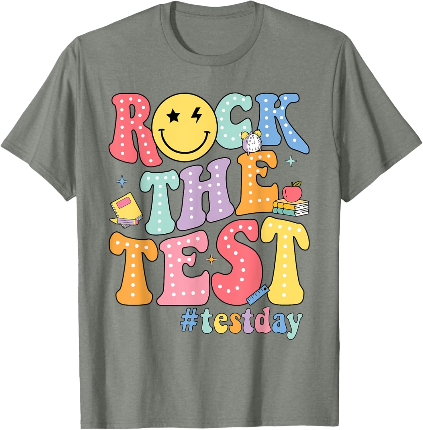 Rock The Test Testing Day Retro Motivational Teacher Student T-Shirt