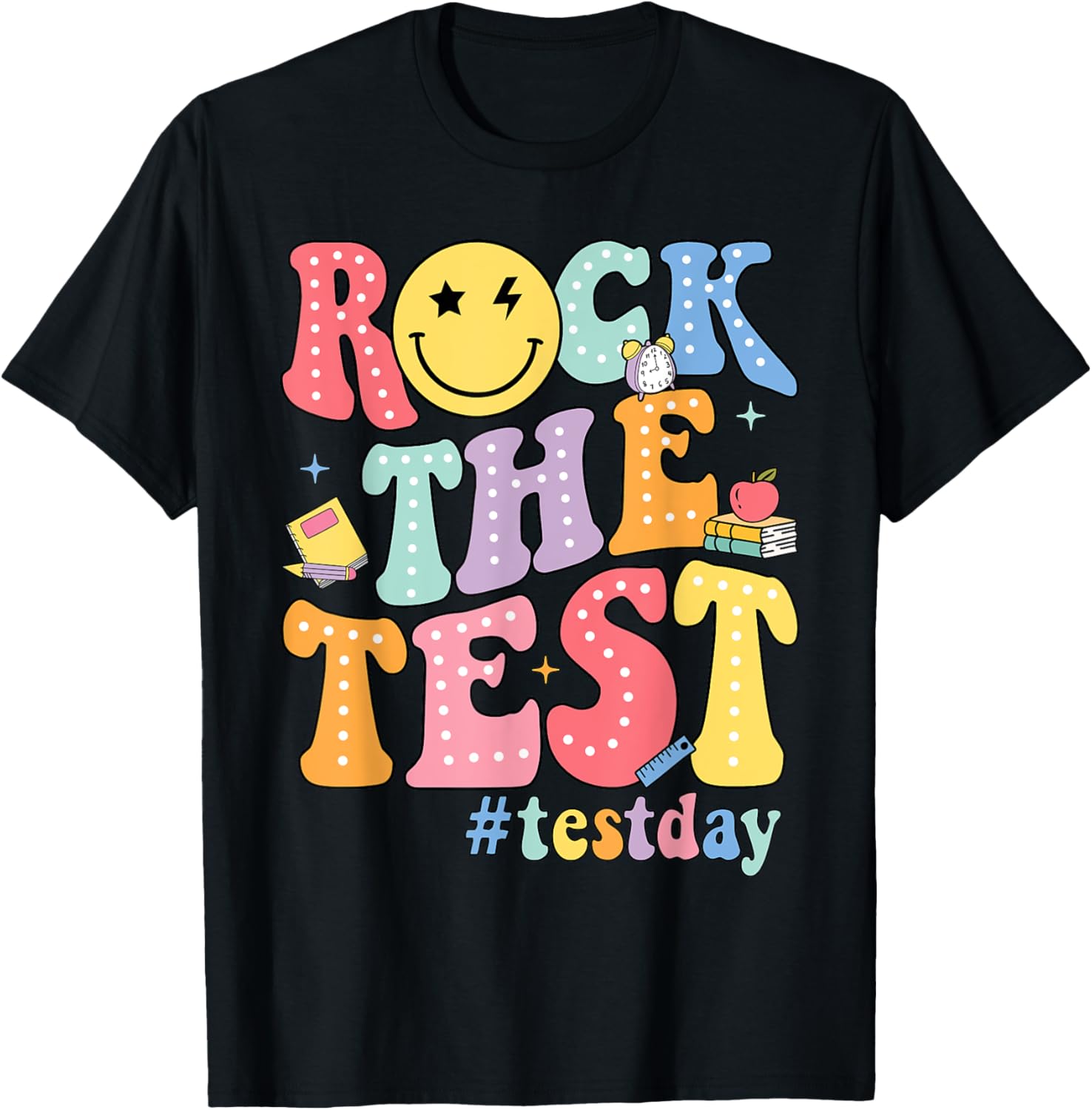 Rock The Test Testing Day Retro Motivational Teacher Student T-Shirt