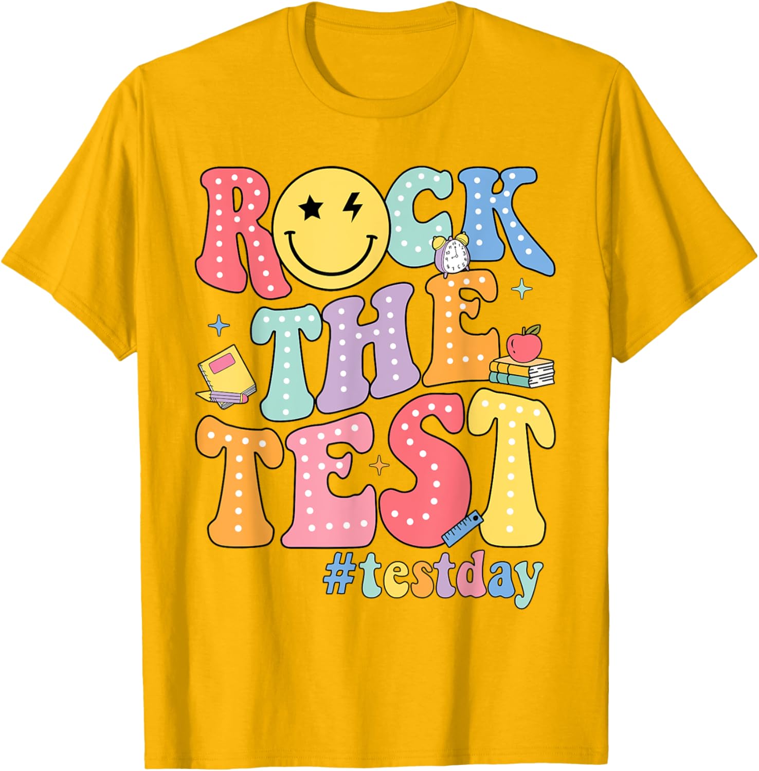 Rock The Test Testing Day Retro Motivational Teacher Student T-Shirt