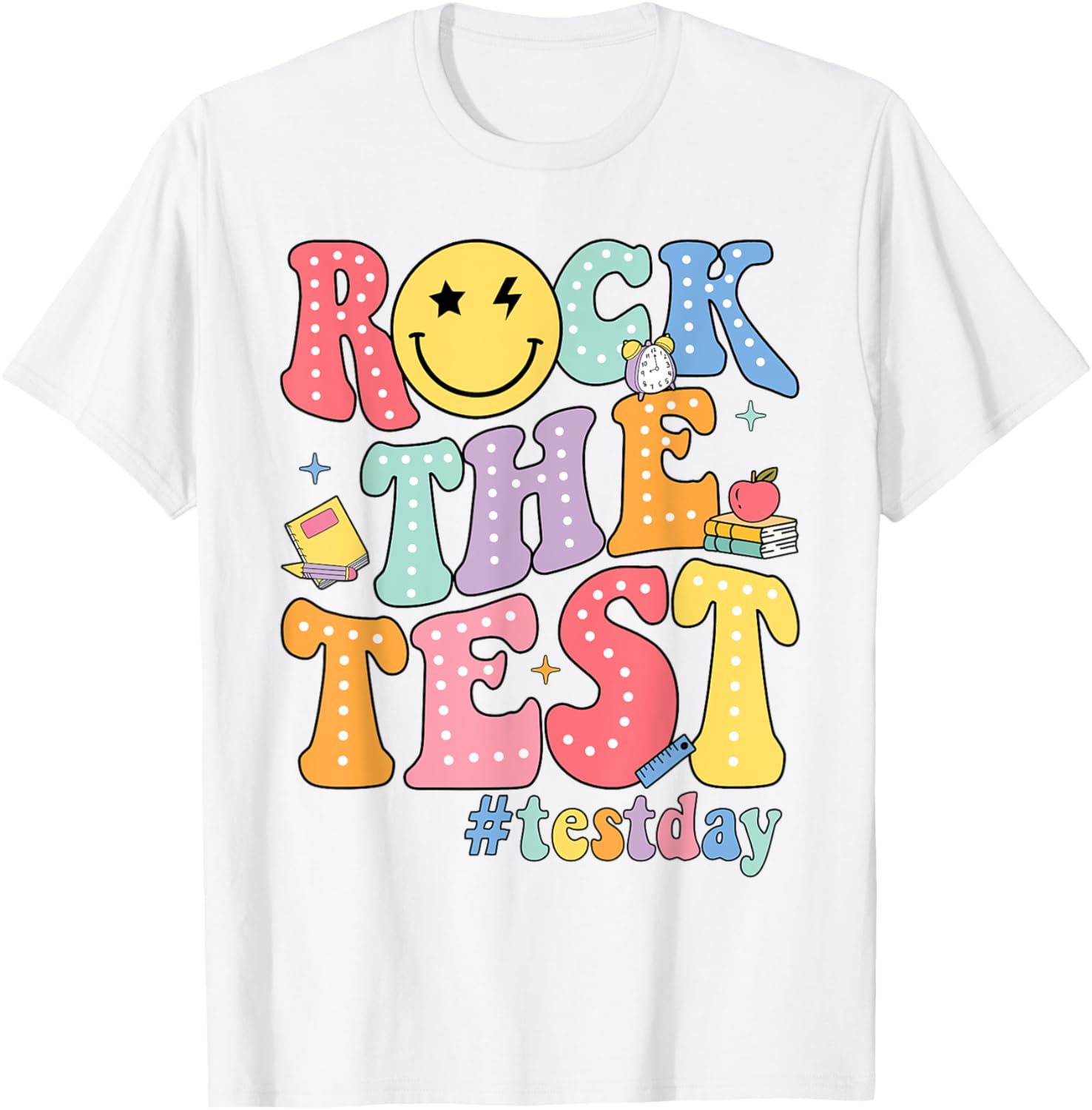 Rock The Test Testing Day Retro Motivational Teacher Student T-Shirt