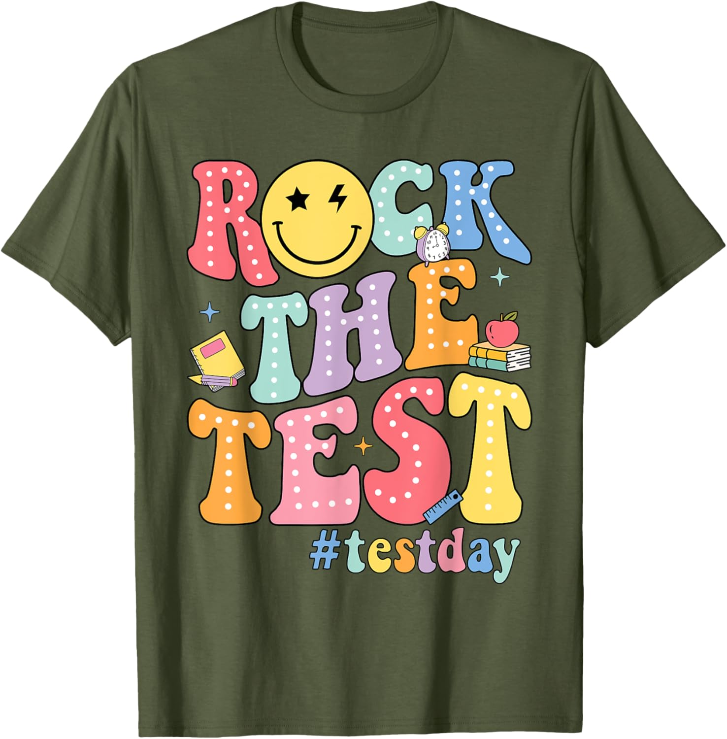 Rock The Test Testing Day Retro Motivational Teacher Student T-Shirt