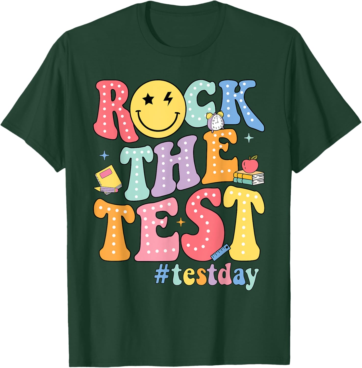 Rock The Test Testing Day Retro Motivational Teacher Student T-Shirt