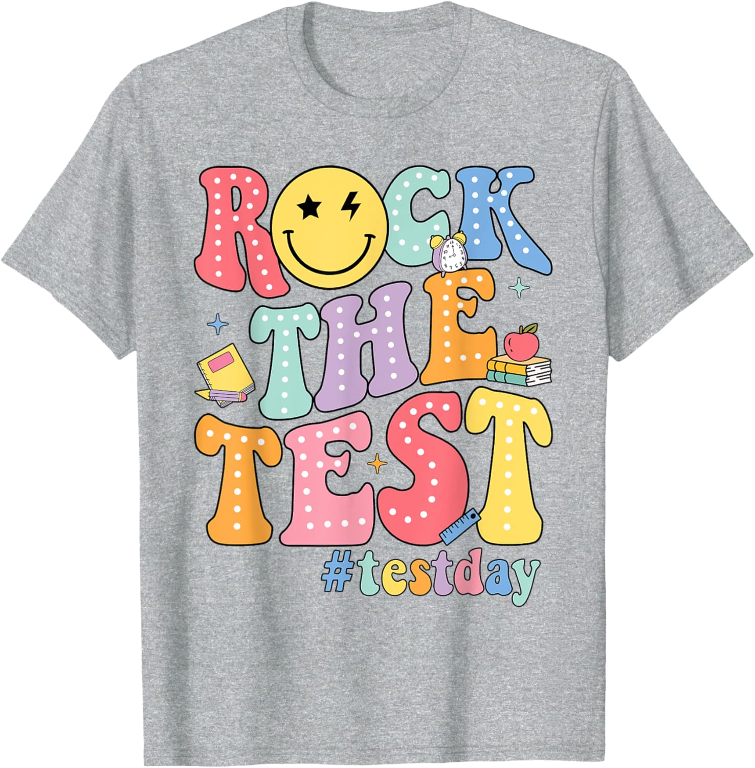 Rock The Test Testing Day Retro Motivational Teacher Student T-Shirt