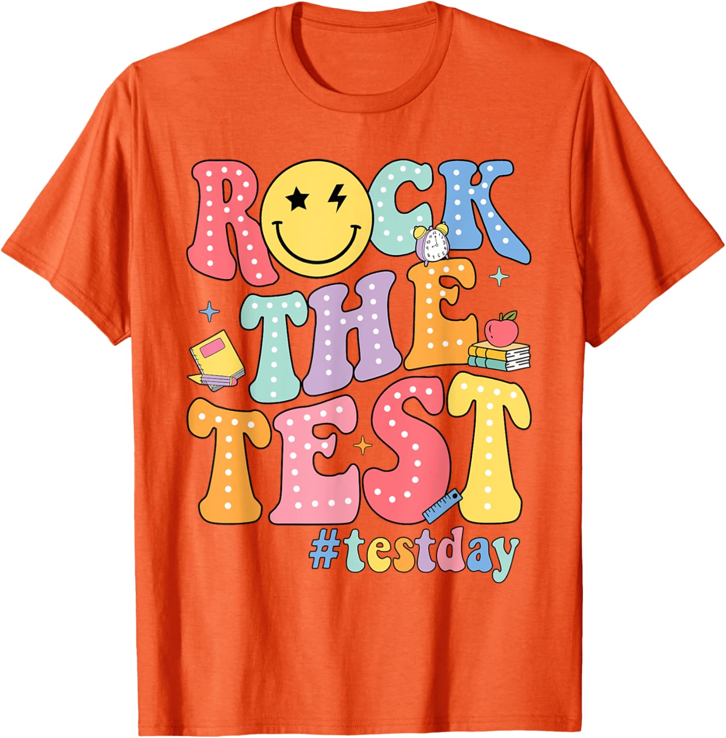 Rock The Test Testing Day Retro Motivational Teacher Student T-Shirt