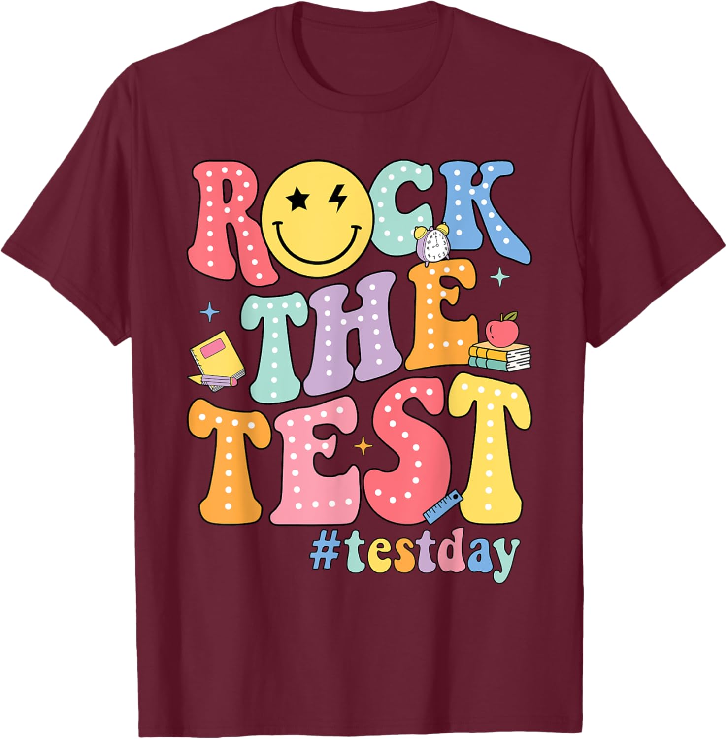 Rock The Test Testing Day Retro Motivational Teacher Student T-Shirt