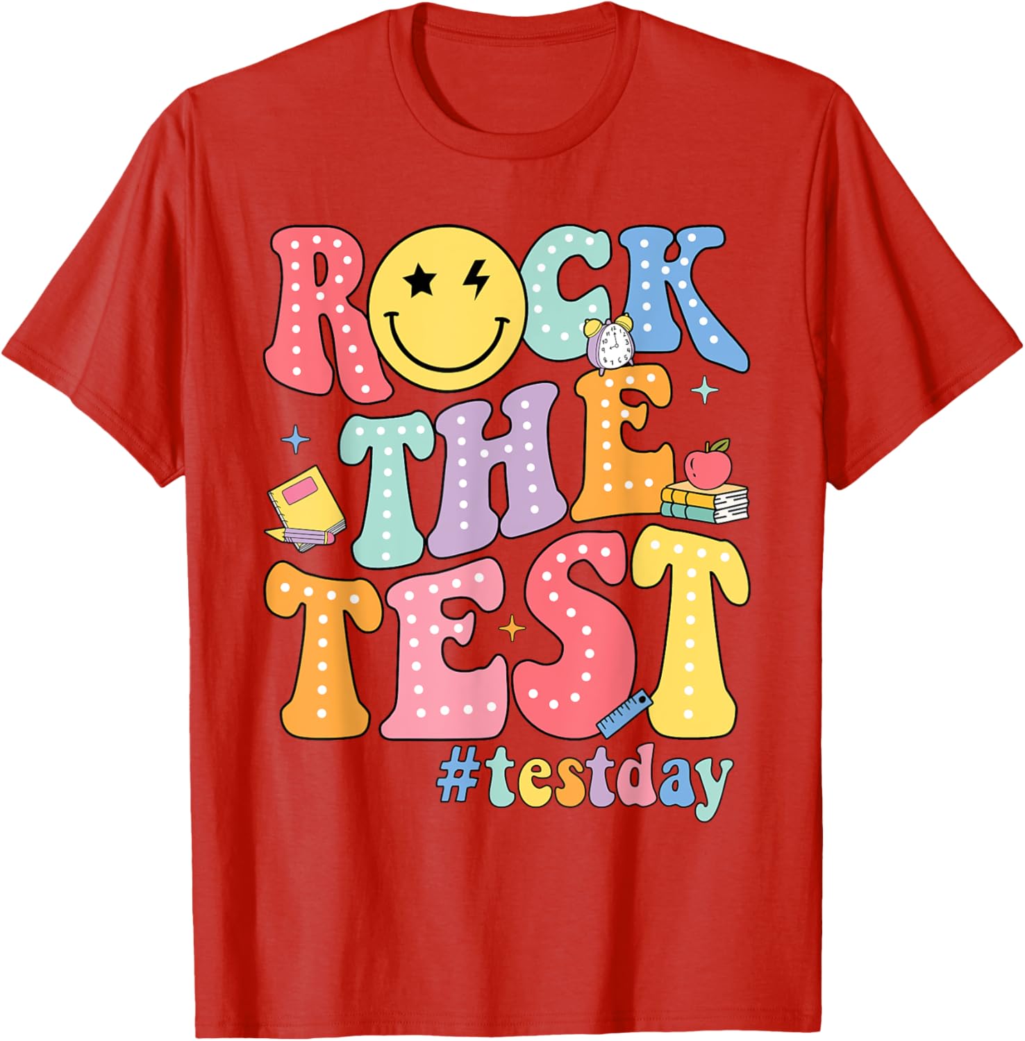 Rock The Test Testing Day Retro Motivational Teacher Student T-Shirt