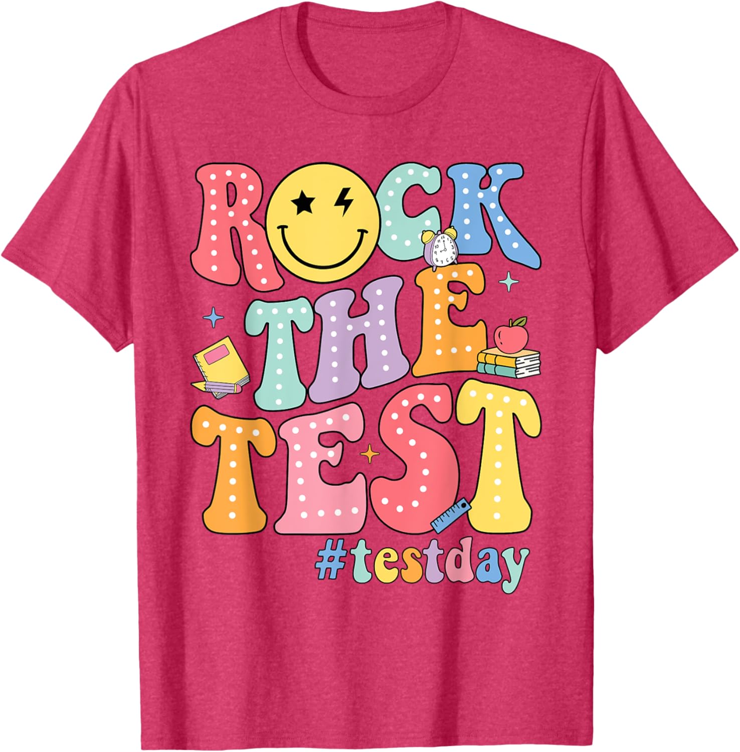 Rock The Test Testing Day Retro Motivational Teacher Student T-Shirt