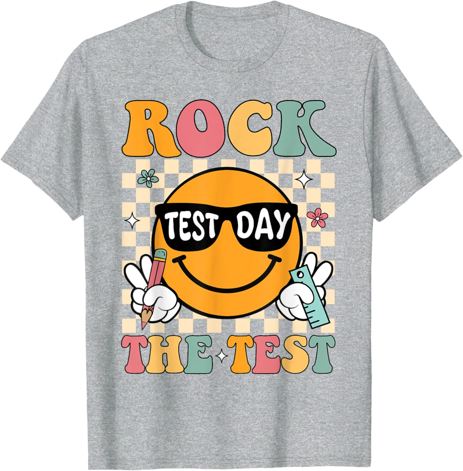 Rock The Test Testing Day Retro Motivational Teacher Student T-Shirt
