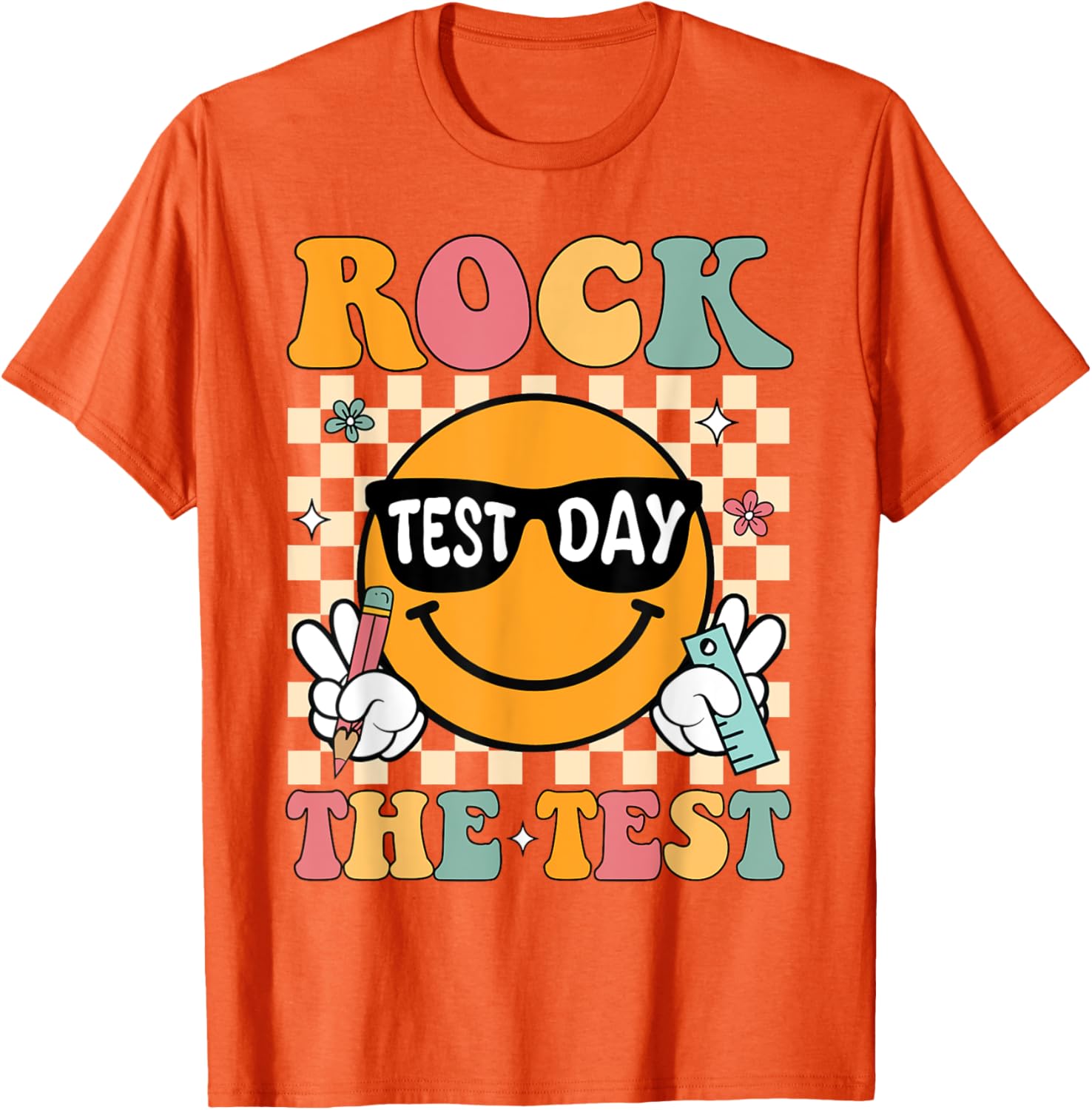 Rock The Test Testing Day Retro Motivational Teacher Student T-Shirt