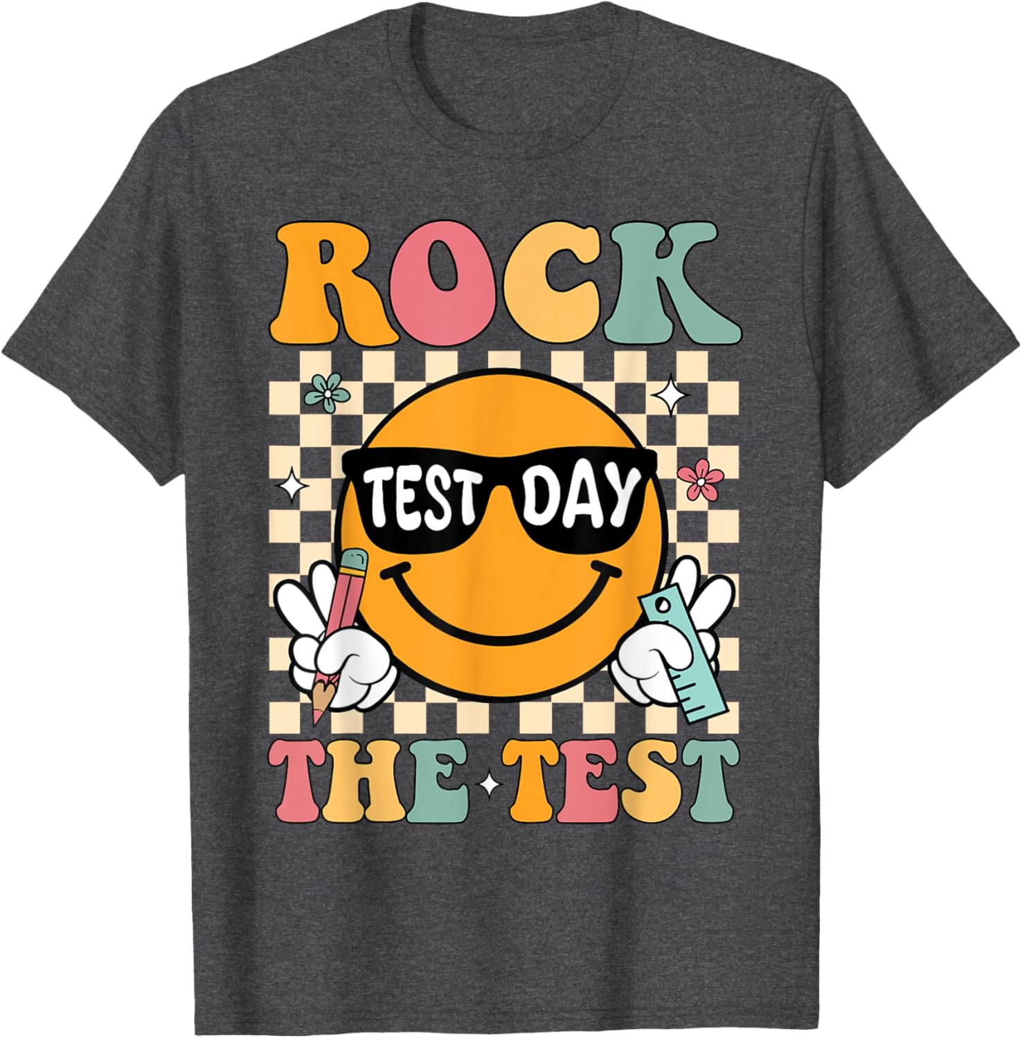 Rock The Test Testing Day Retro Motivational Teacher Student T-Shirt