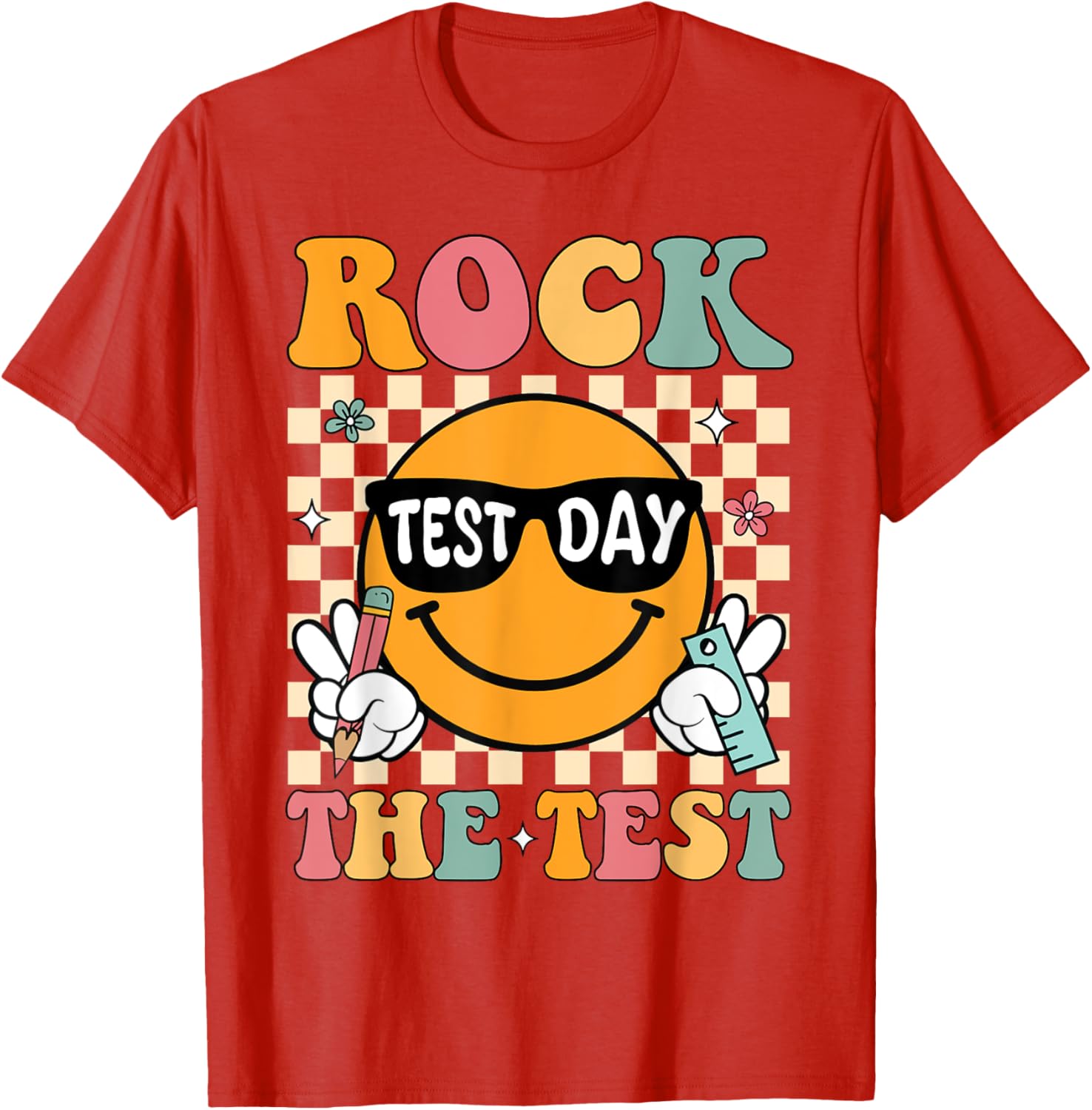 Rock The Test Testing Day Retro Motivational Teacher Student T-Shirt
