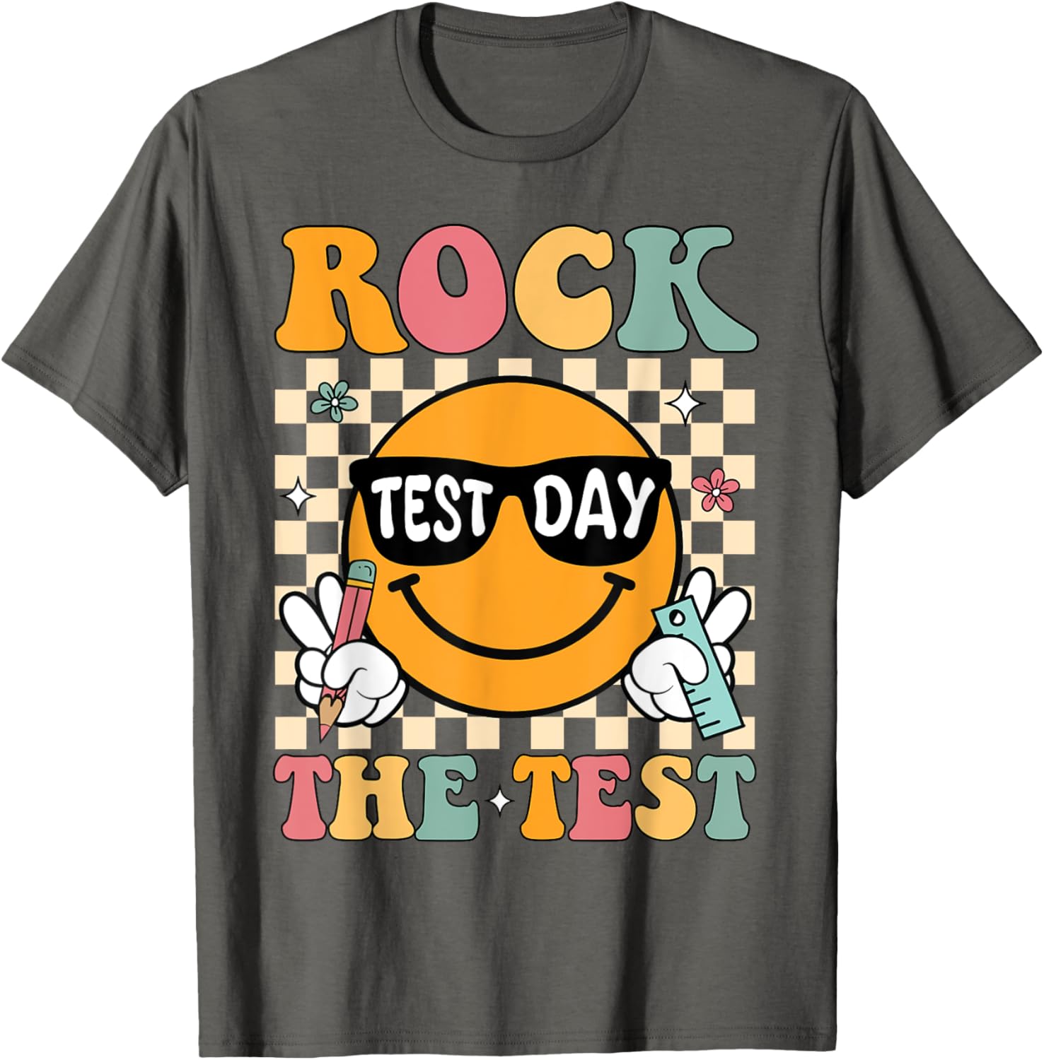 Rock The Test Testing Day Retro Motivational Teacher Student T-Shirt