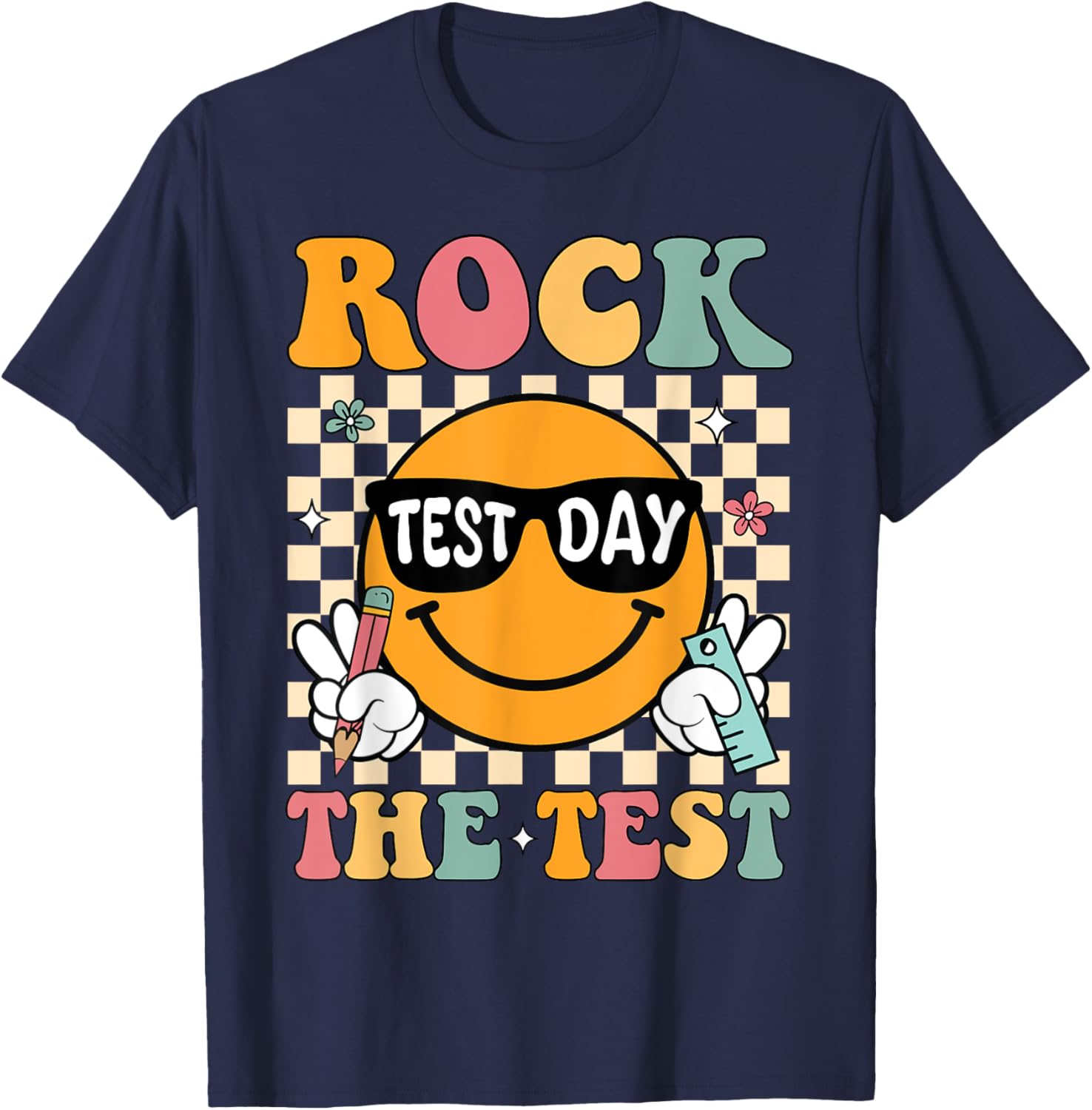 Rock The Test Testing Day Retro Motivational Teacher Student T-Shirt