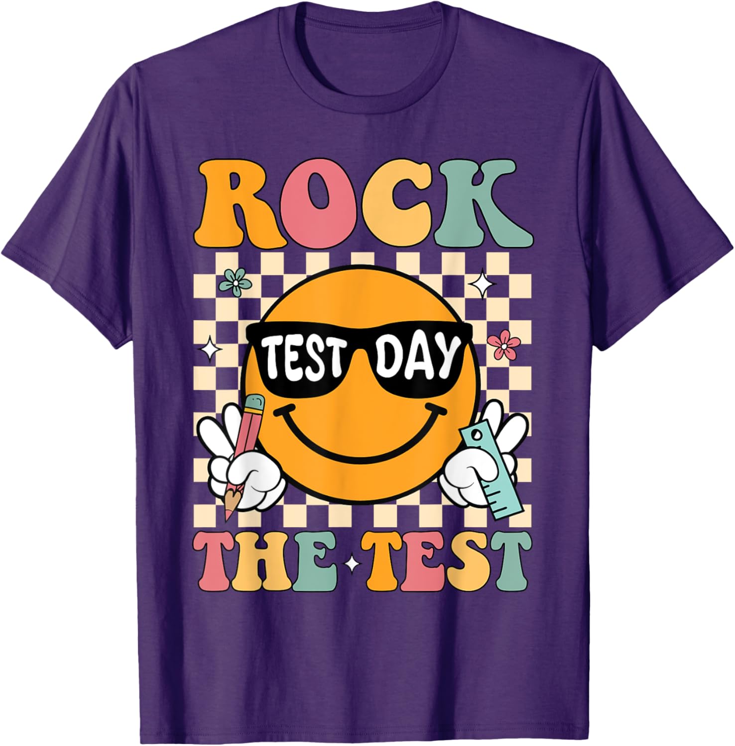 Rock The Test Testing Day Retro Motivational Teacher Student T-Shirt