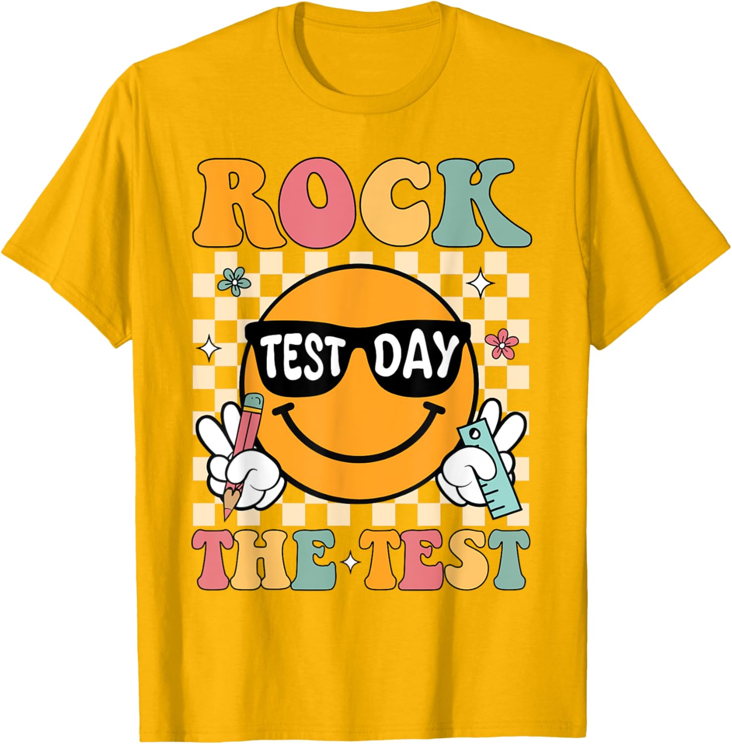 Rock The Test Testing Day Retro Motivational Teacher Student T-Shirt