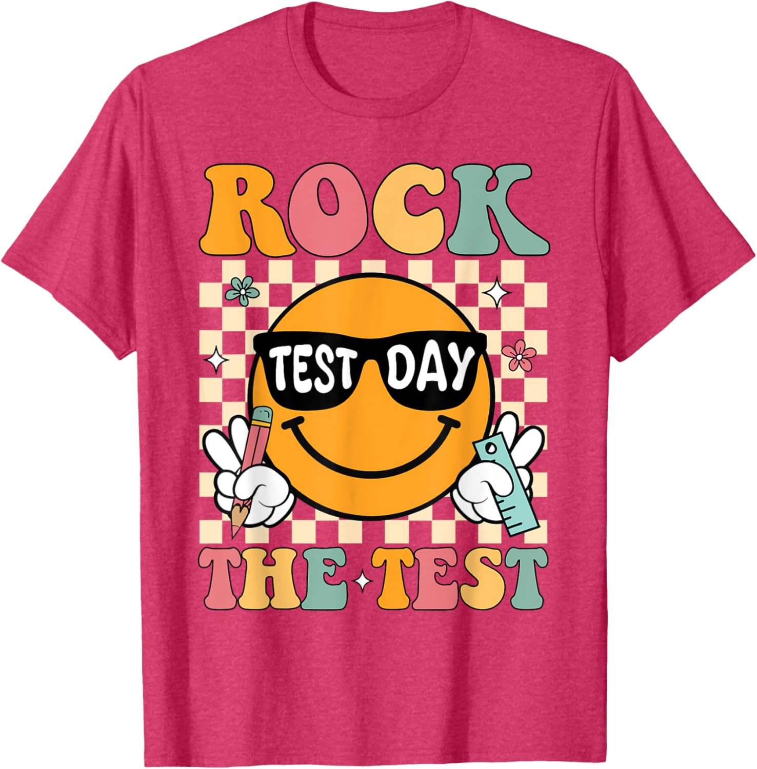 Rock The Test Testing Day Retro Motivational Teacher Student T-Shirt