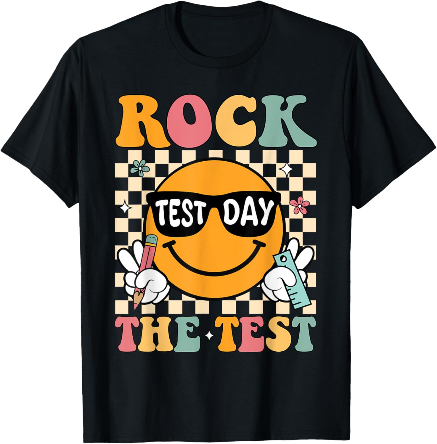 Rock The Test Testing Day Retro Motivational Teacher Student T-Shirt