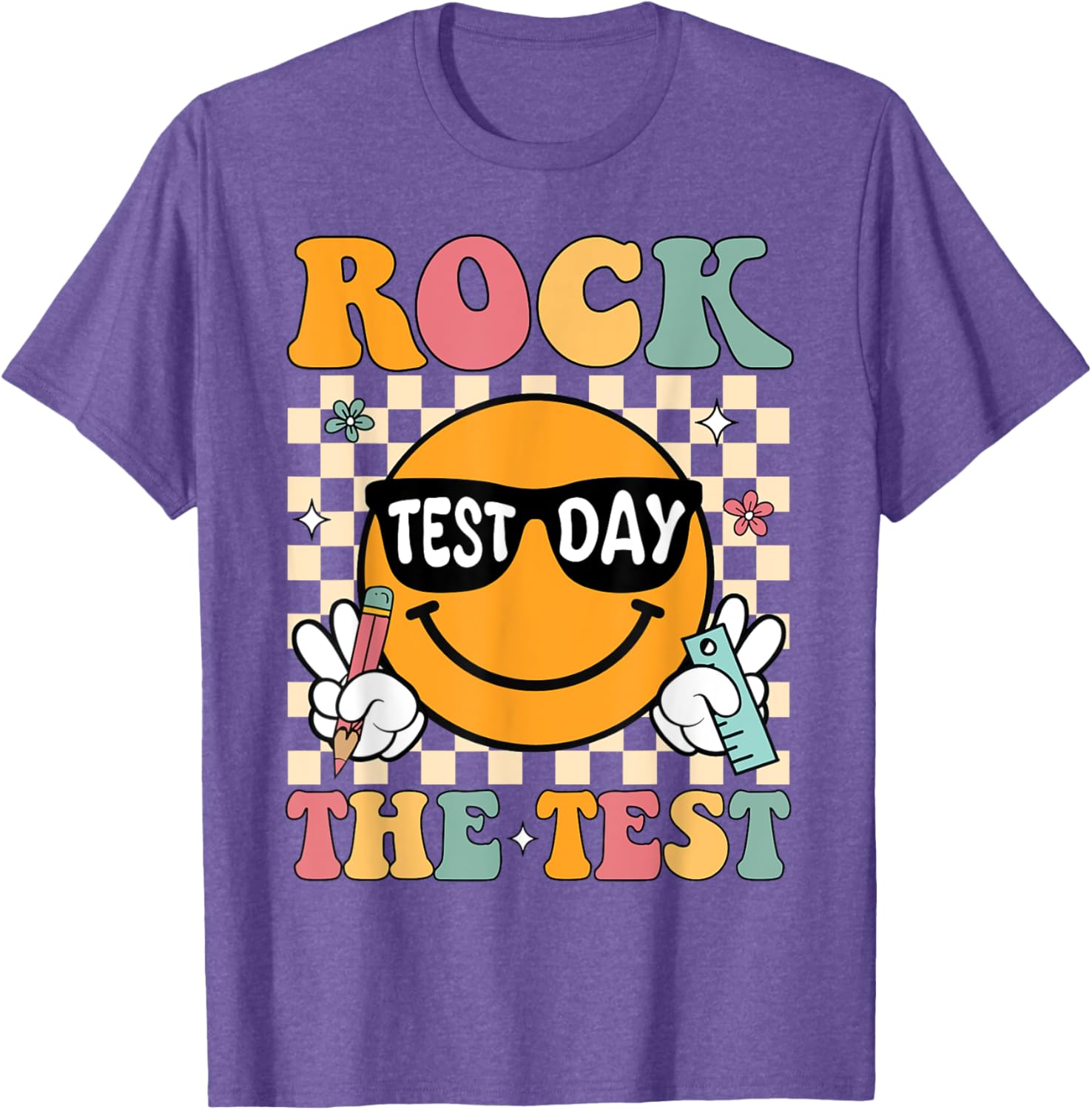 Rock The Test Testing Day Retro Motivational Teacher Student T-Shirt