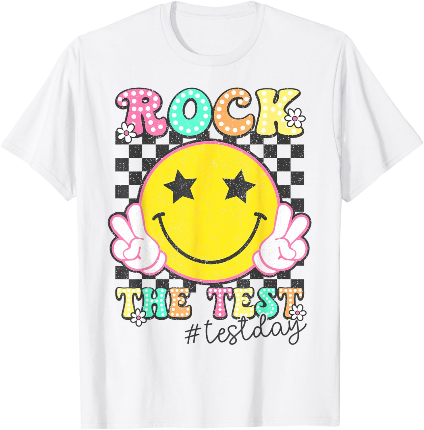Rock The Test Testing Day Retro Motivational Teacher Student T-Shirt