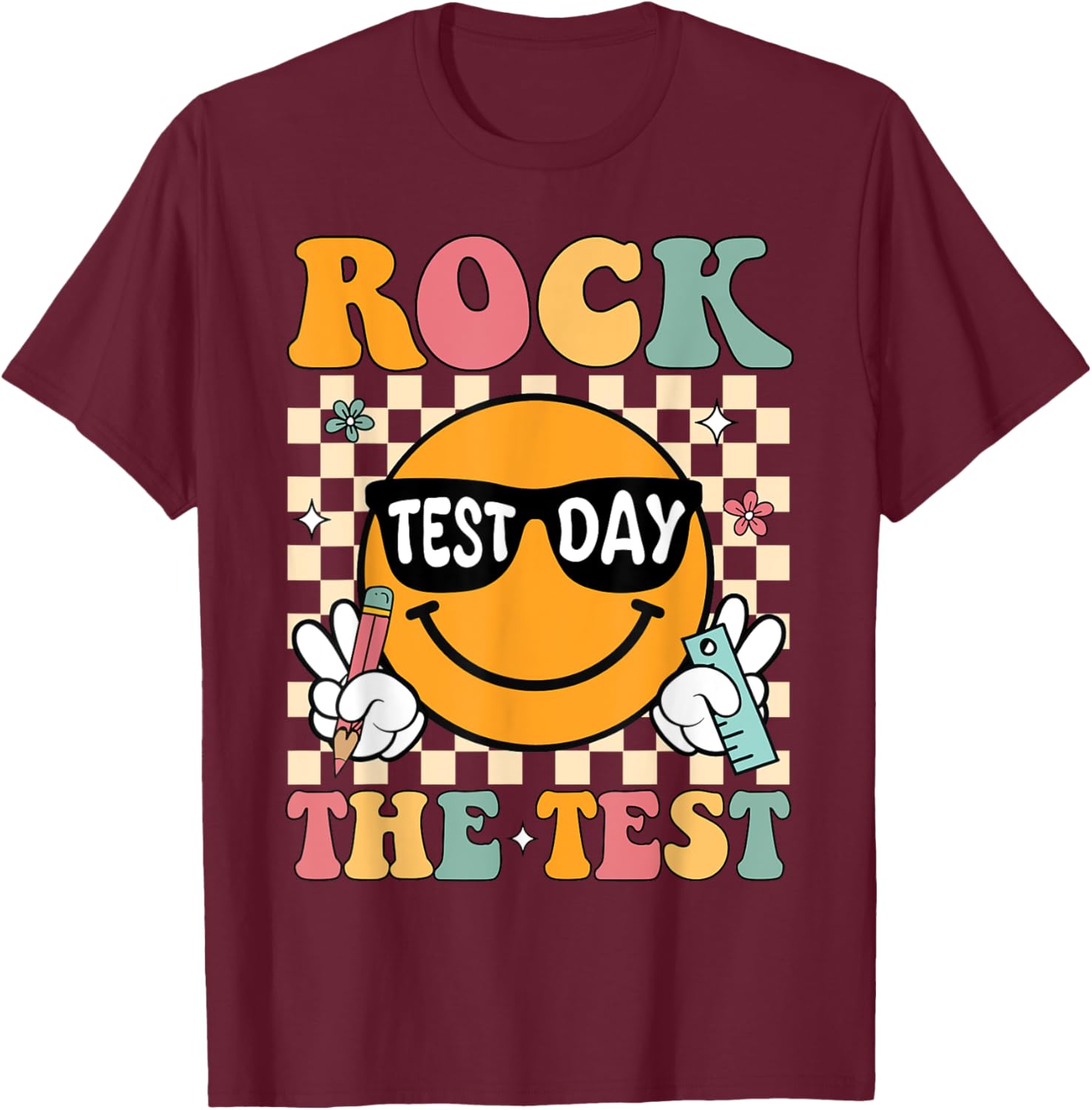 Rock The Test Testing Day Retro Motivational Teacher Student T-Shirt