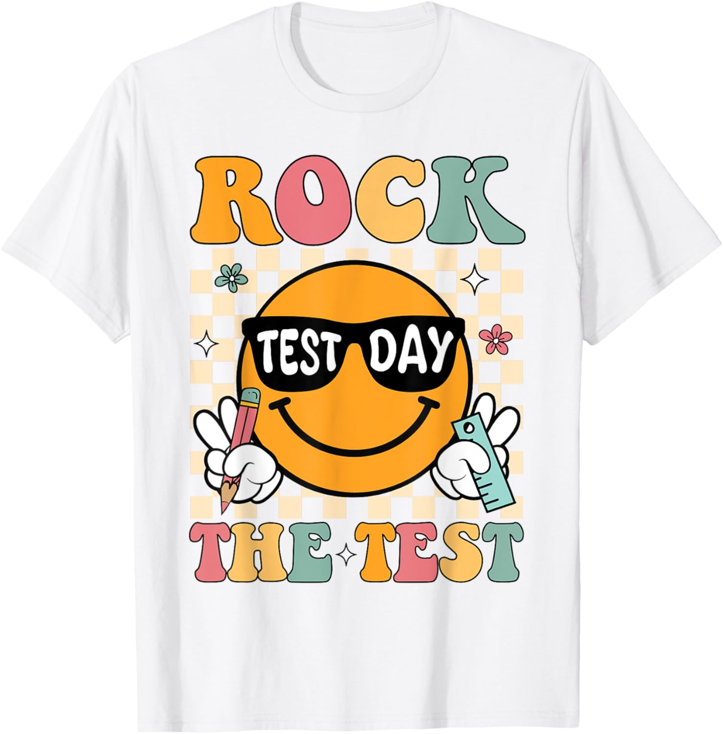 Rock The Test Testing Day Retro Motivational Teacher Student T-Shirt