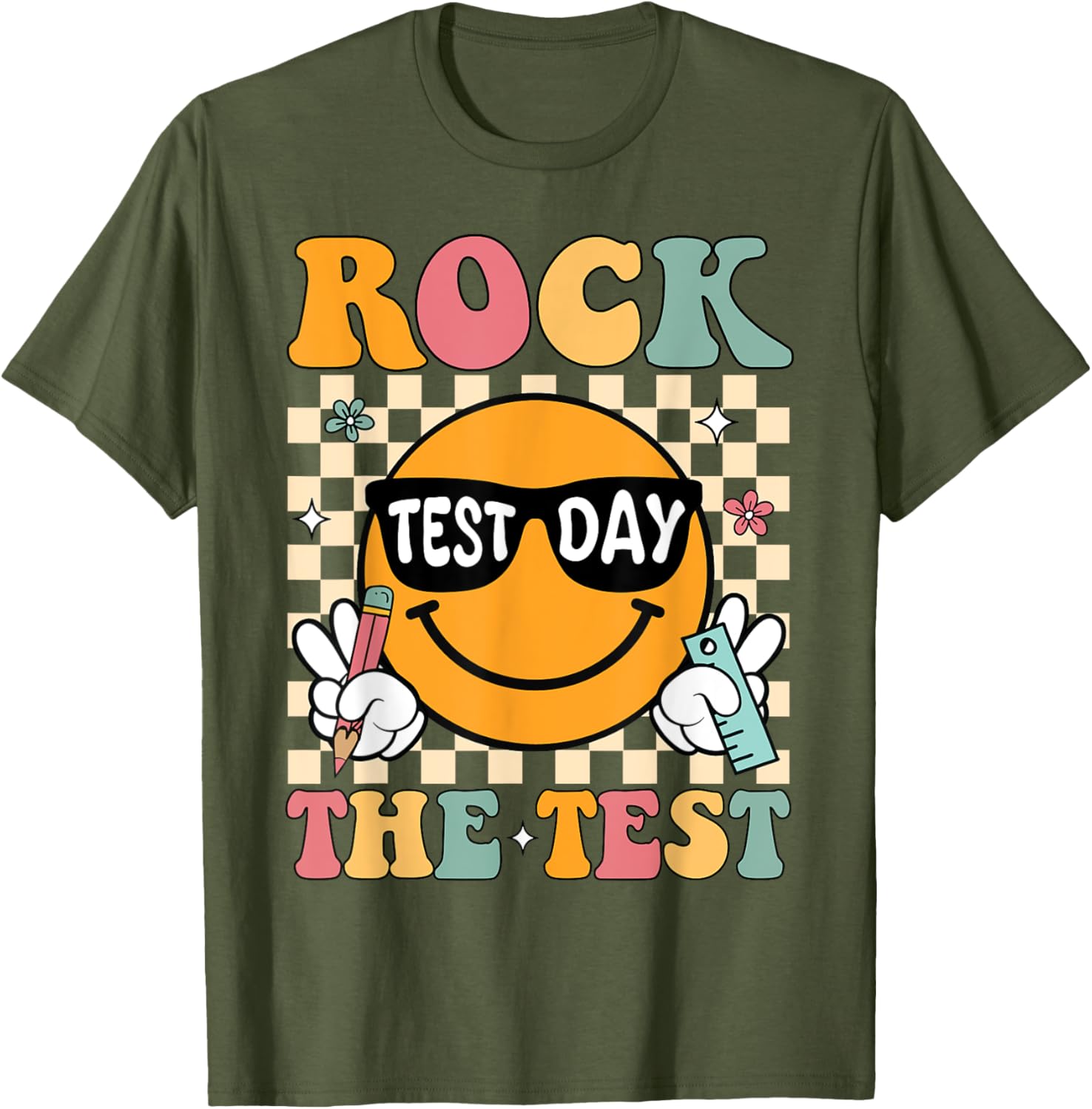 Rock The Test Testing Day Retro Motivational Teacher Student T-Shirt