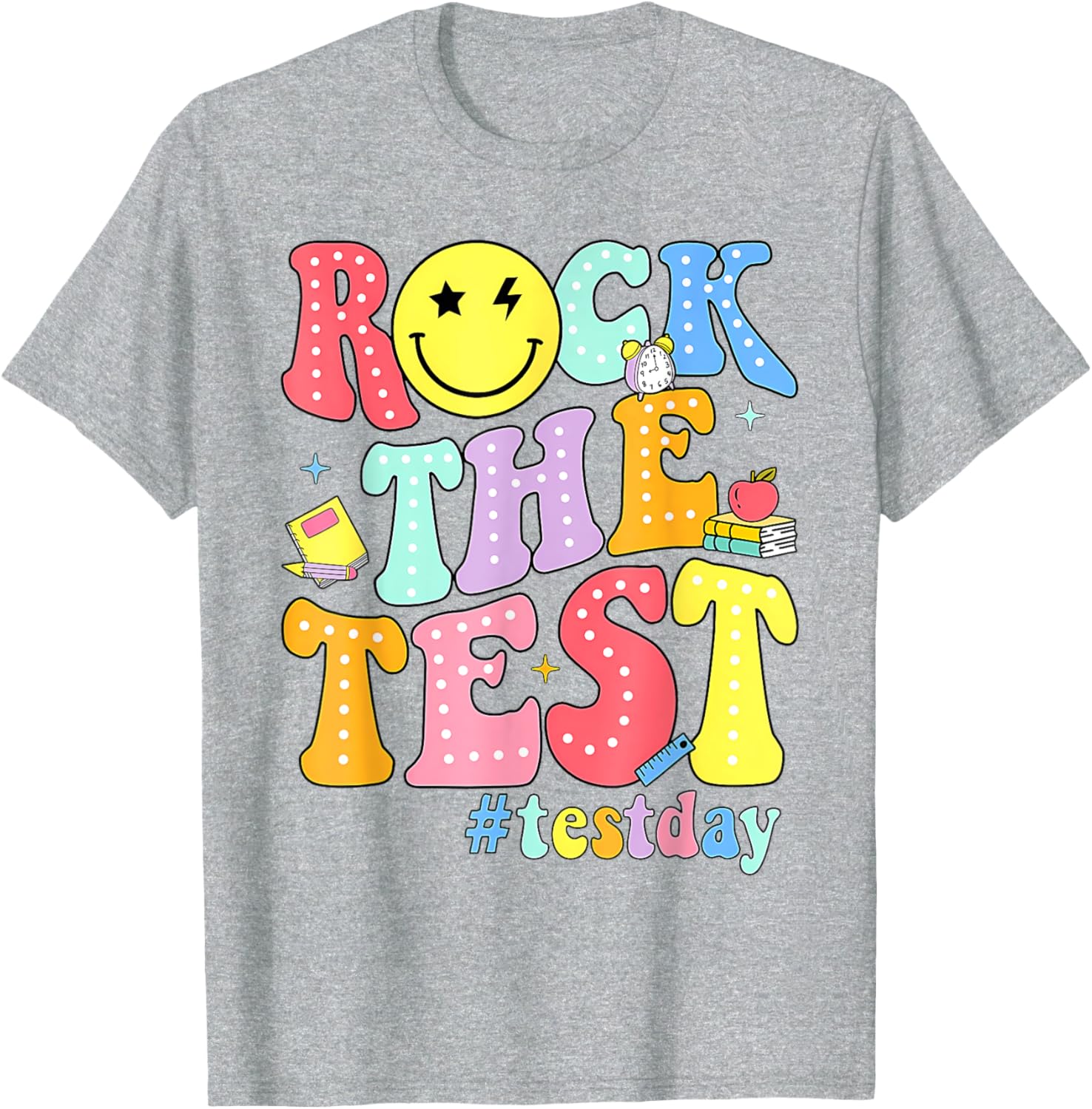 Rock The Test Testing Day Retro Motivational Teacher Student T-Shirt
