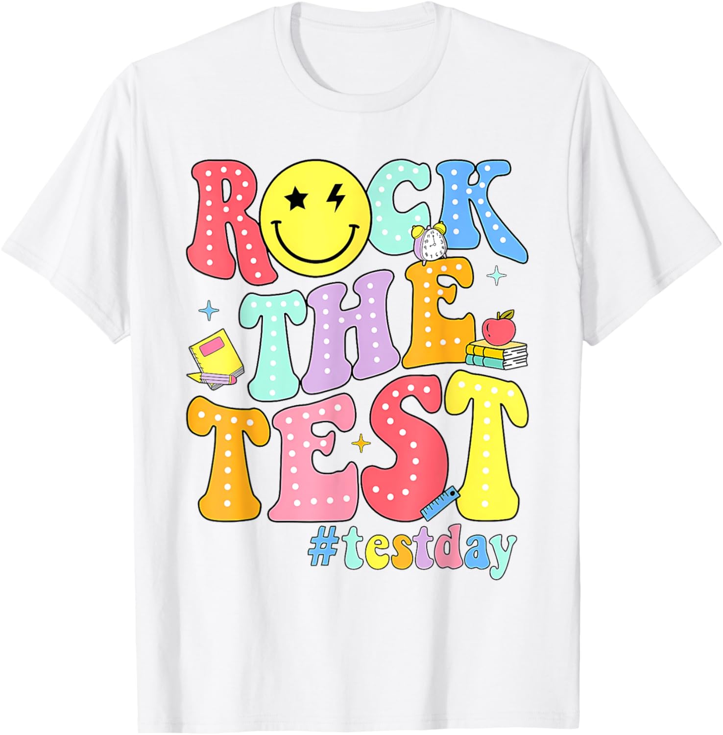Rock The Test Testing Day Retro Motivational Teacher Student T-Shirt